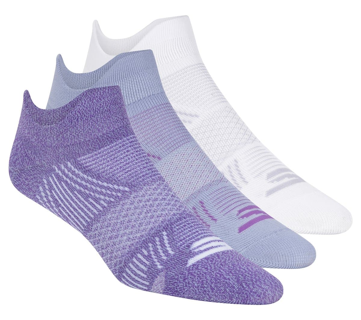 Skechers 3 Pack Women's Performance Low Cut Pattern Socks in Purple, Size Medium