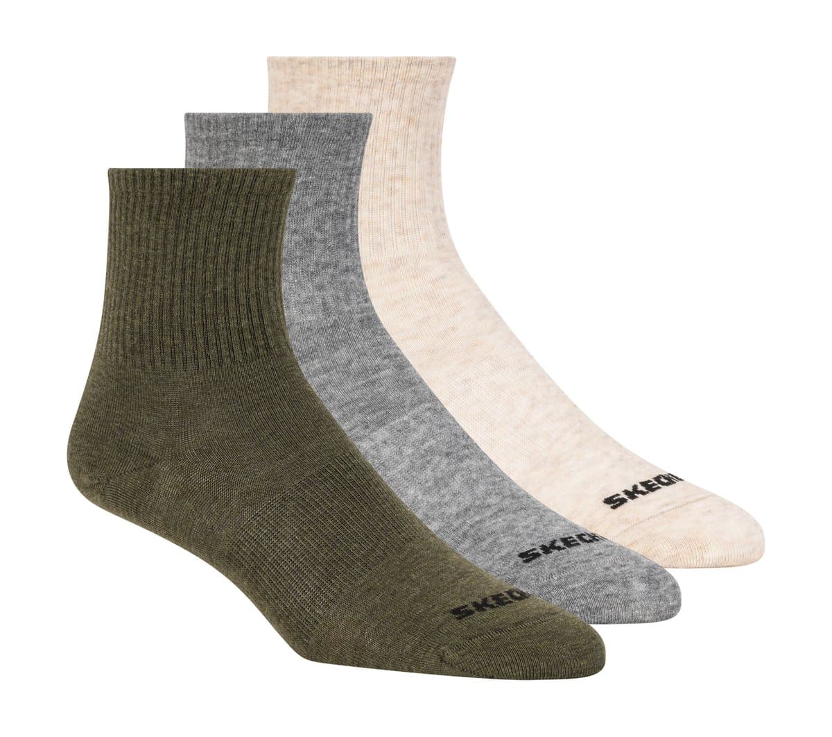 Skechers Boy's 3 Pack Boys' Crew Cotton Socks in Green, Size Medium