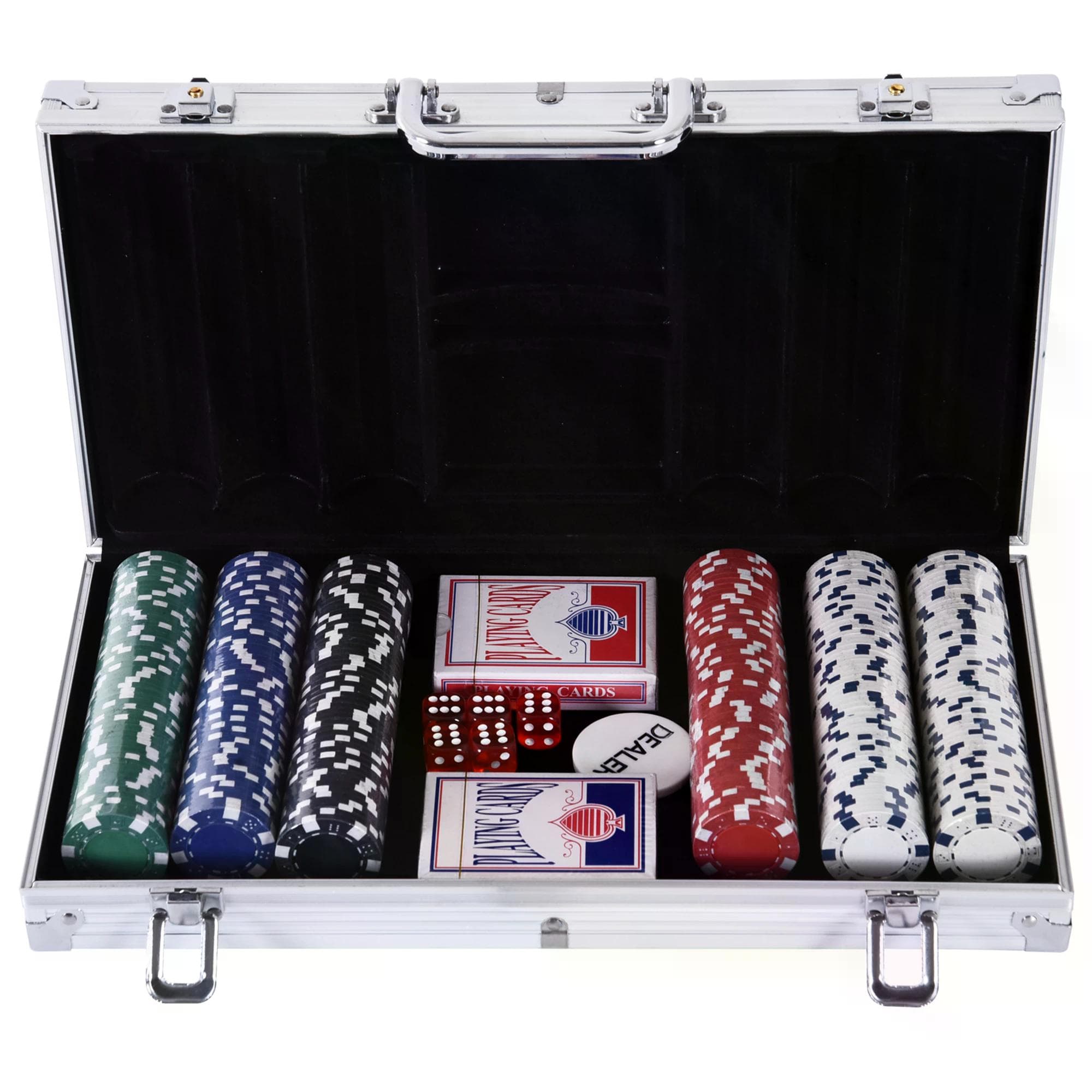 HOMCOM Poker Chips Set W/Silver Aluminium Case, 38Lx20.5Wx6.5H cm | Aosom Ireland
