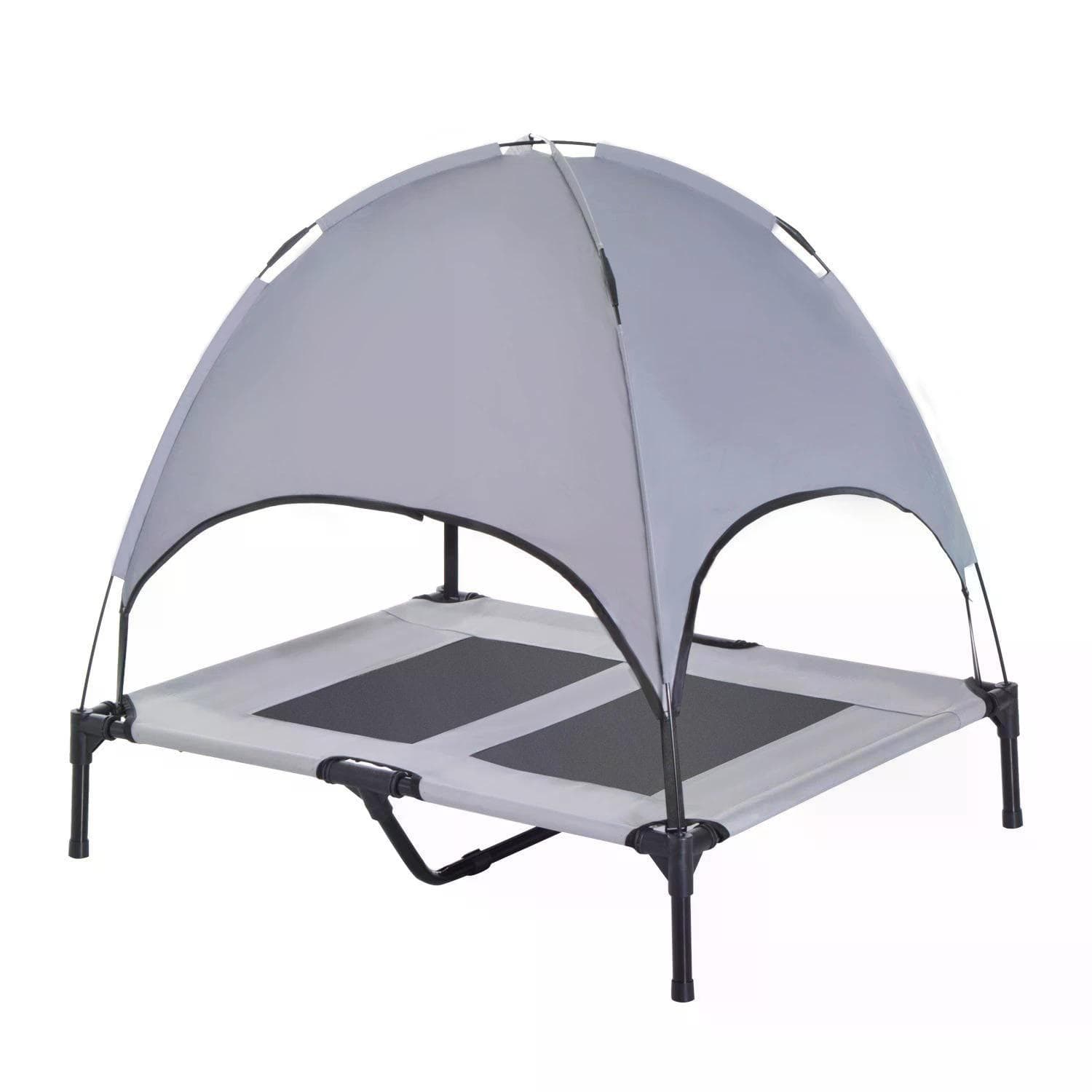 PawHut Elevated Dog Bed, Waterproof Pet Cot with Breathable Mesh & UV Protection Canopy, Grey, for Small & Medium Dogs, 92x76x90cm | Aosom Ireland