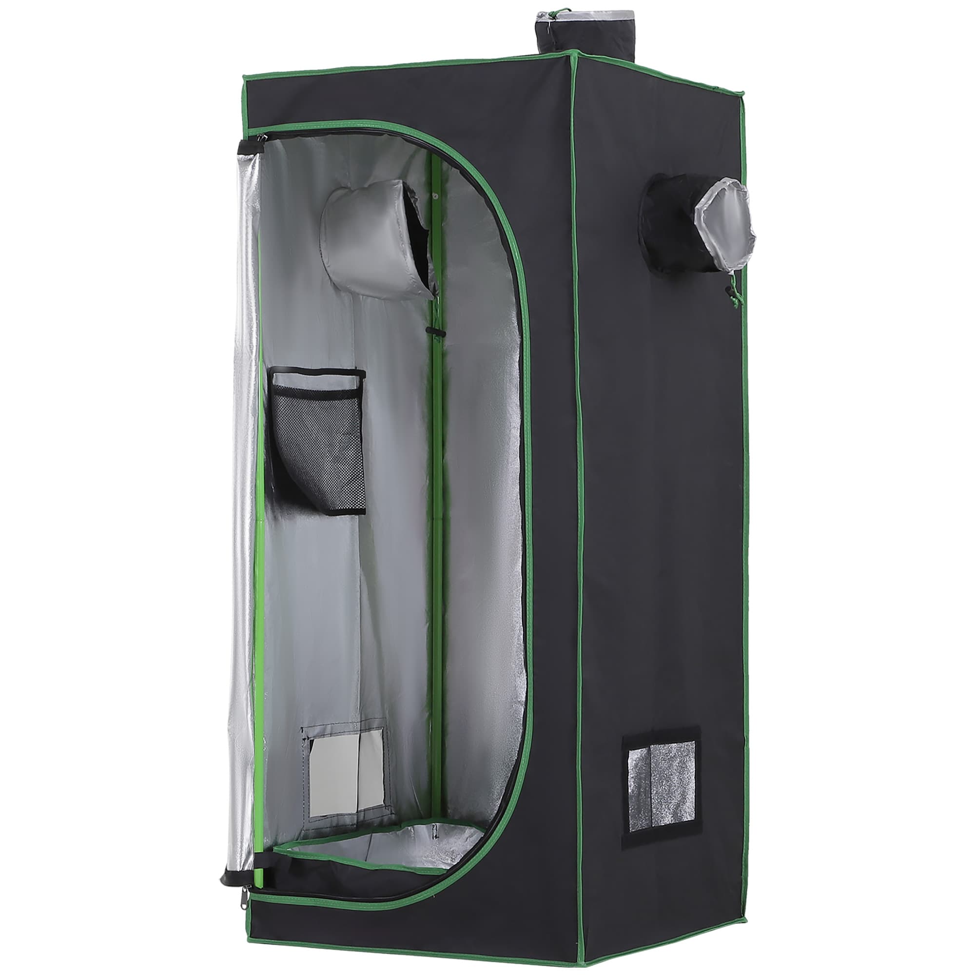 Outsunny Mylar Hydroponic Grow Tent w/ Adjustable Vents & Floor Tray for Indoor Plant Growing 60 x 60 x 140cm | Aosom Ireland