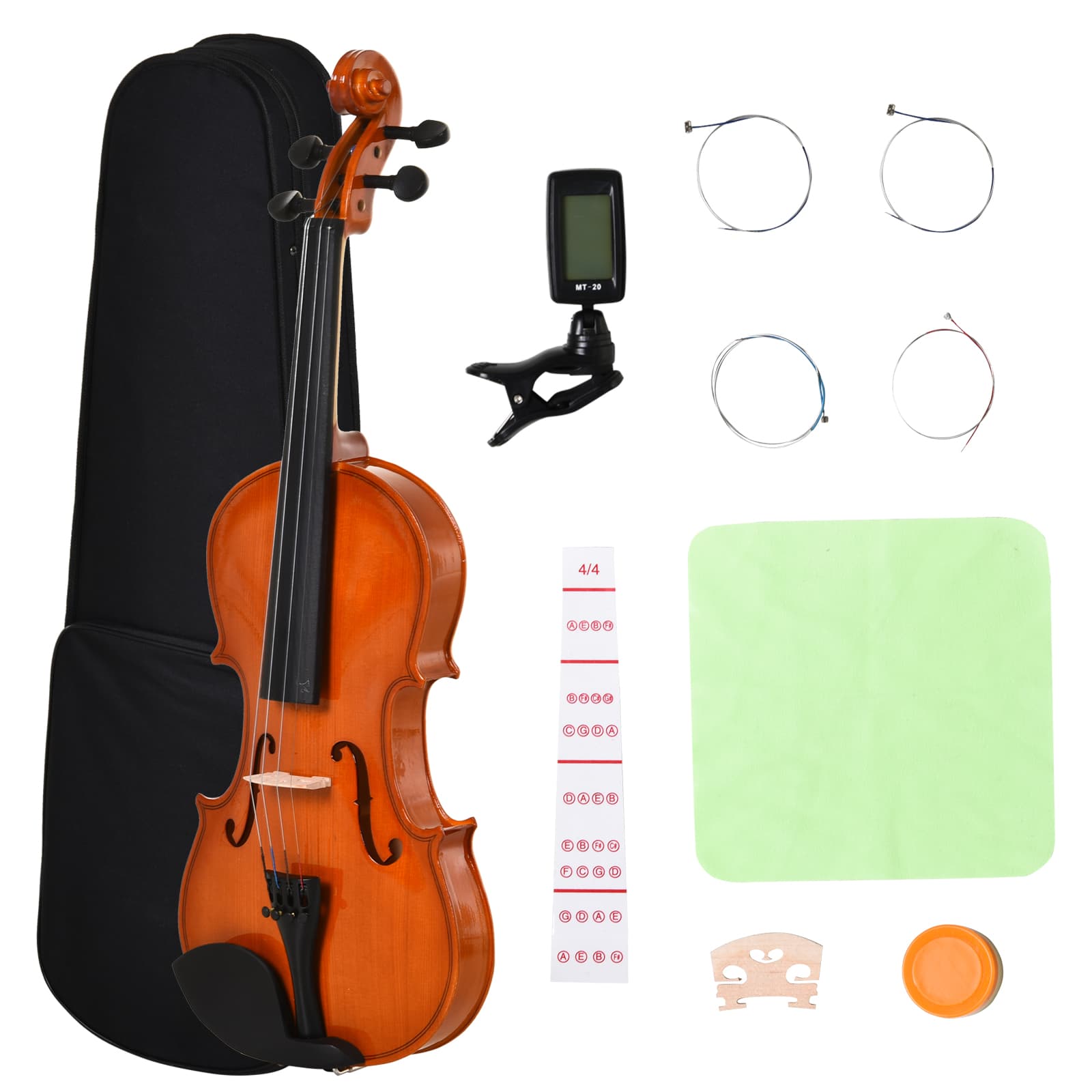 HOMCOM 4/4 Violin Maple Wood Full Set of Accessories Storage Box Orange | Aosom Ireland