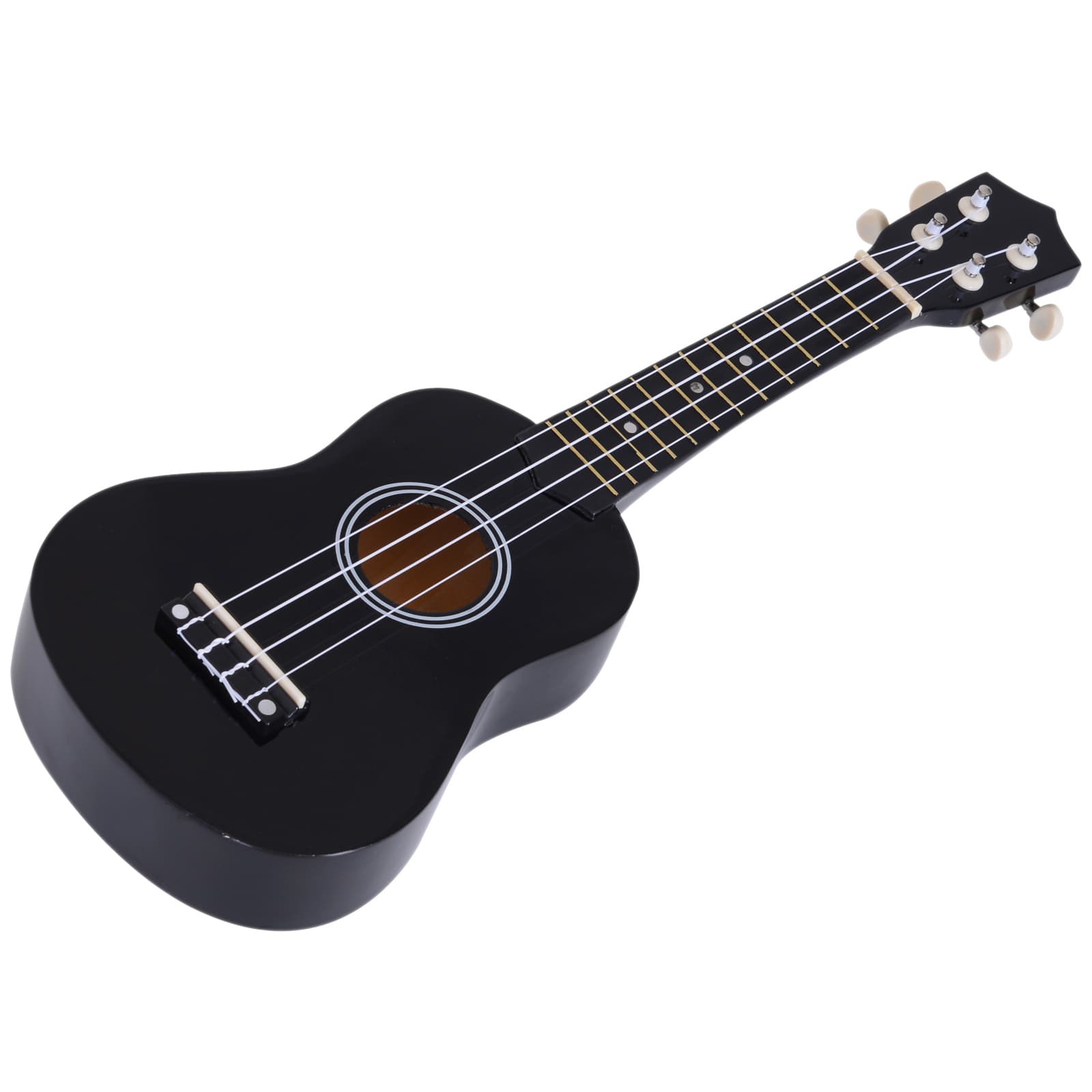 HOMCOM Portable 21 Inch Birch Wood Ukulele, 53L x 17.5W x 6.2Hcm, Black | Aosom Ireland