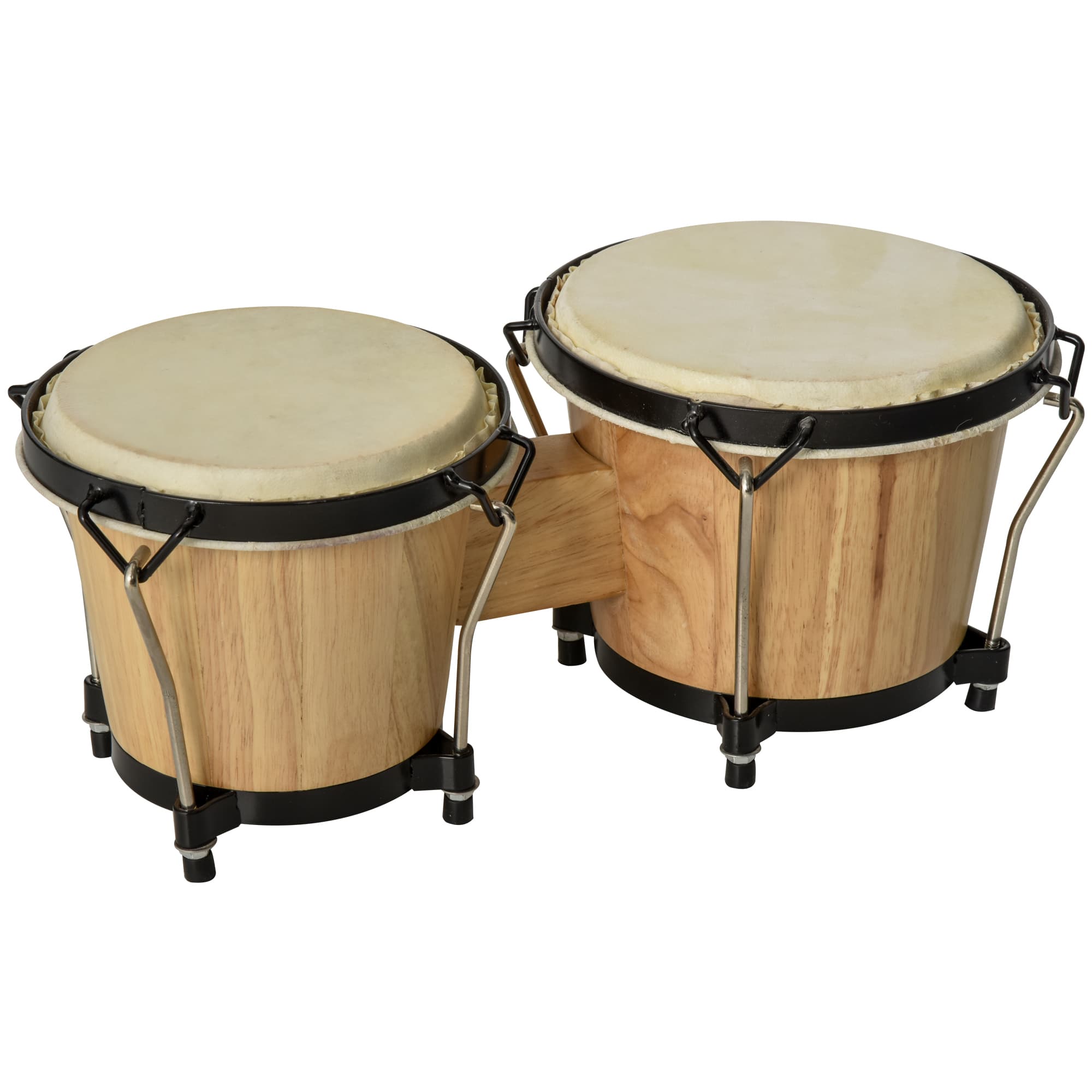 HOMCOM Bongo Drum, Wooden, with Carry Bag Adjusting Wrench for Beginner Natural Finish Gift | Aosom Ireland
