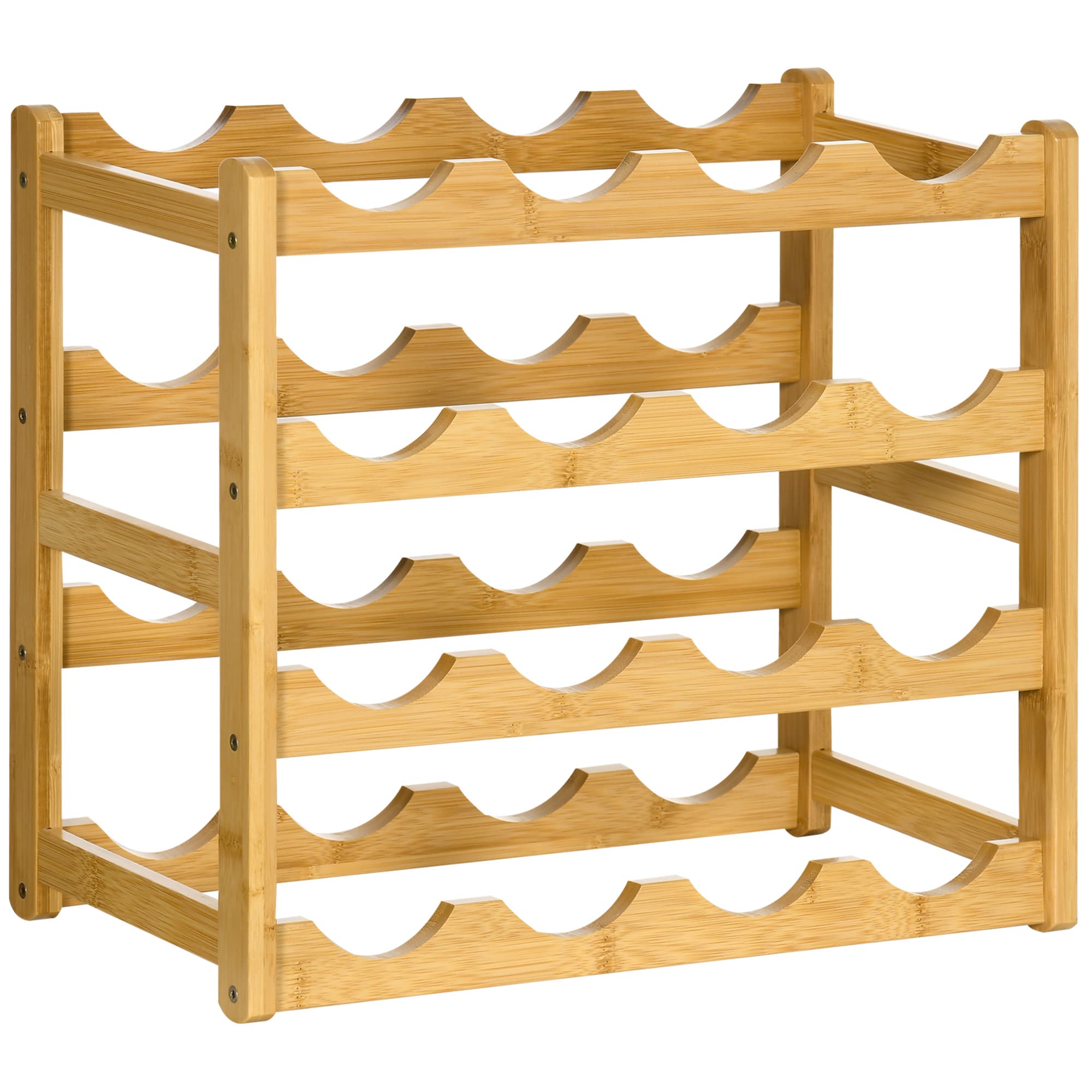 HOMCOM Bamboo Wine Rack for 16 Wine Bottles, 4 Shelves, 43 cm x 23.5 cm x 38 cm Natural | Aosom Ireland