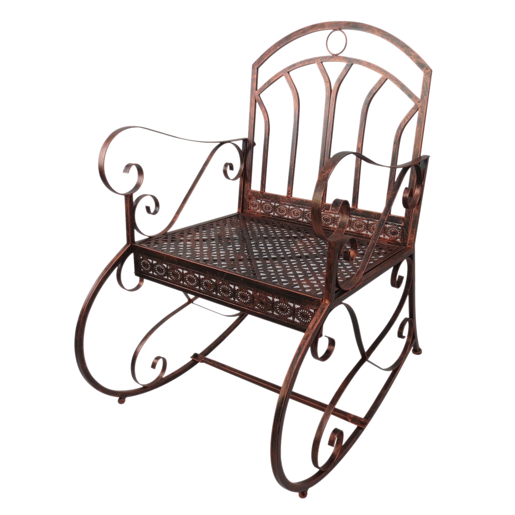 Outsunny Antique Wrought Metal Rocking Chair, Extra-wide Iron Garden Bench for Balcony, Patio, Restaurant-Bronze |Aosom Ireland