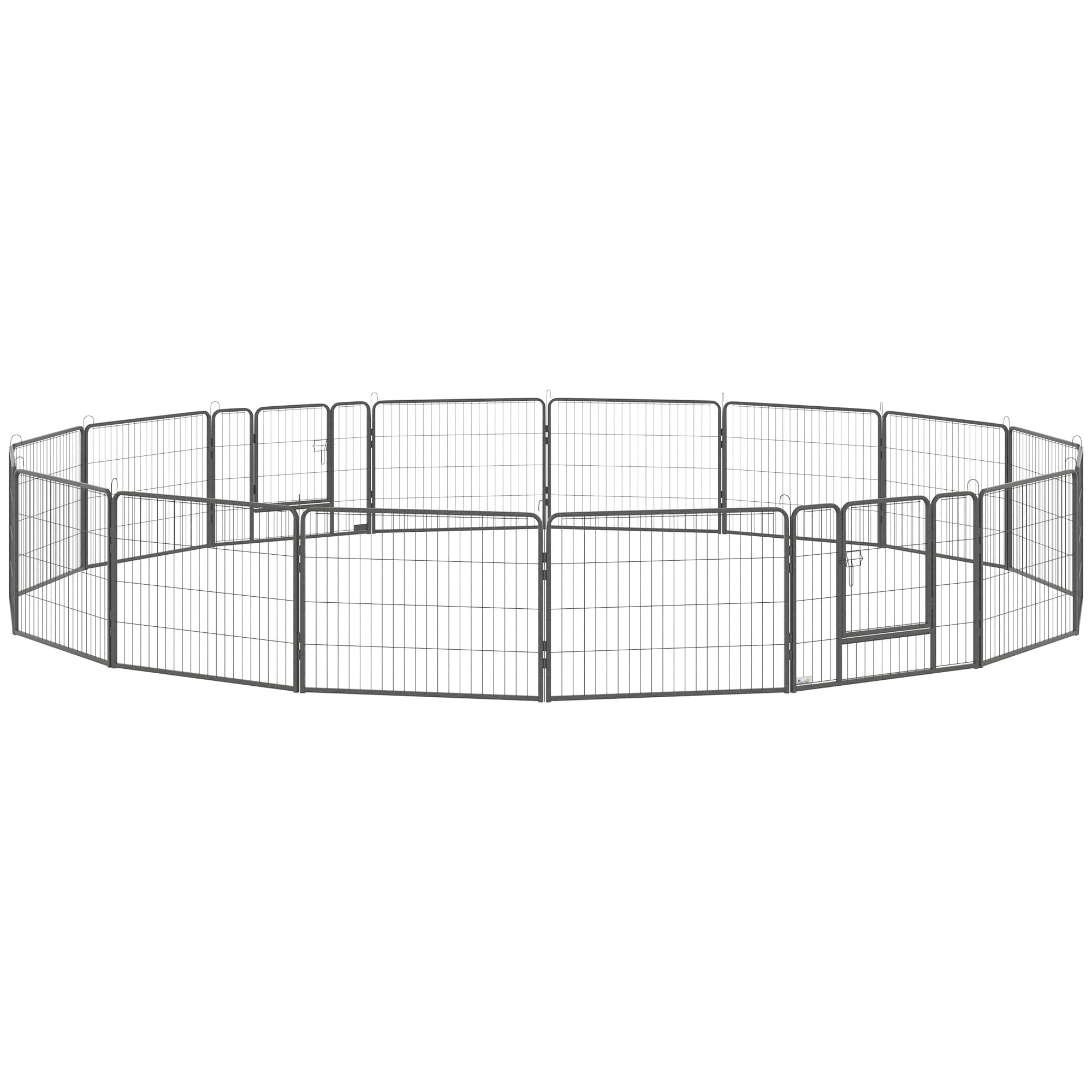 PawHut Heavy Duty Dog Pen with 2 Doors, 16 Panels Dog Playpen, Portable Puppy Pen for Indoors, Outdoors, 60H cm | Aosom Ireland