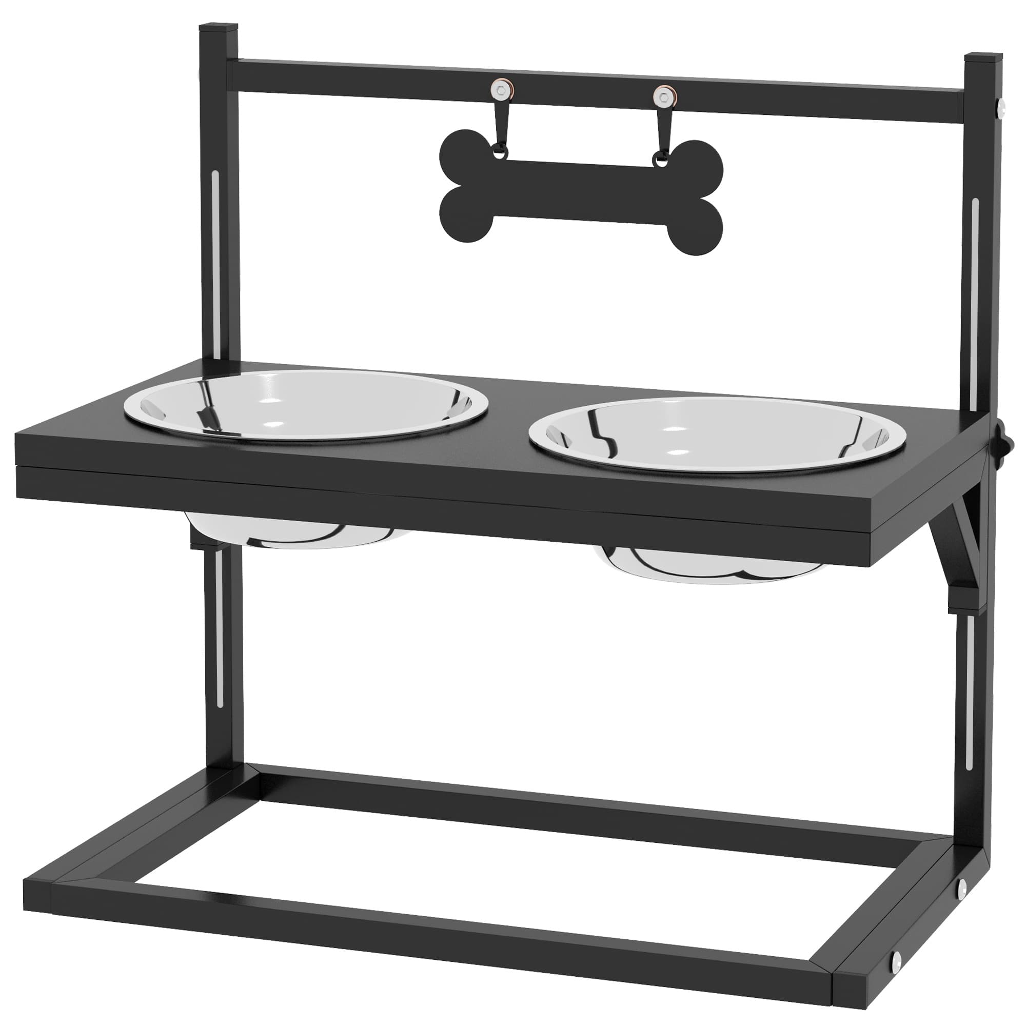 PawHut Elevated Dog Bowls with Adjustable Height Stand, Feeding Station for Small to Large Dogs, Black | Aosom Ireland