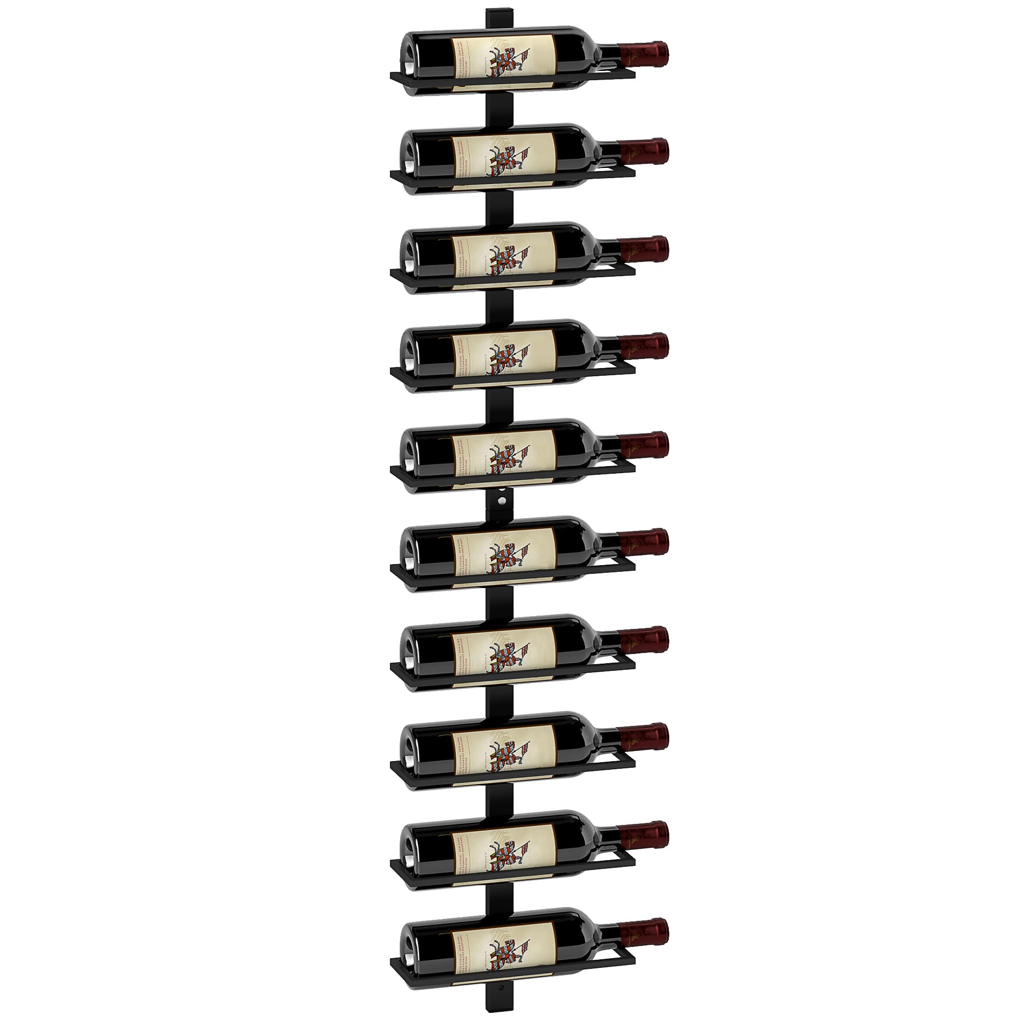 HOMCOM 10-Tier Wall Mount Wine Rack, Steel Wall Wine Rack for 10 Wine Bottles, Wall Wine Display Rack for Kitchen, Dining Room, Home Bar, Black |