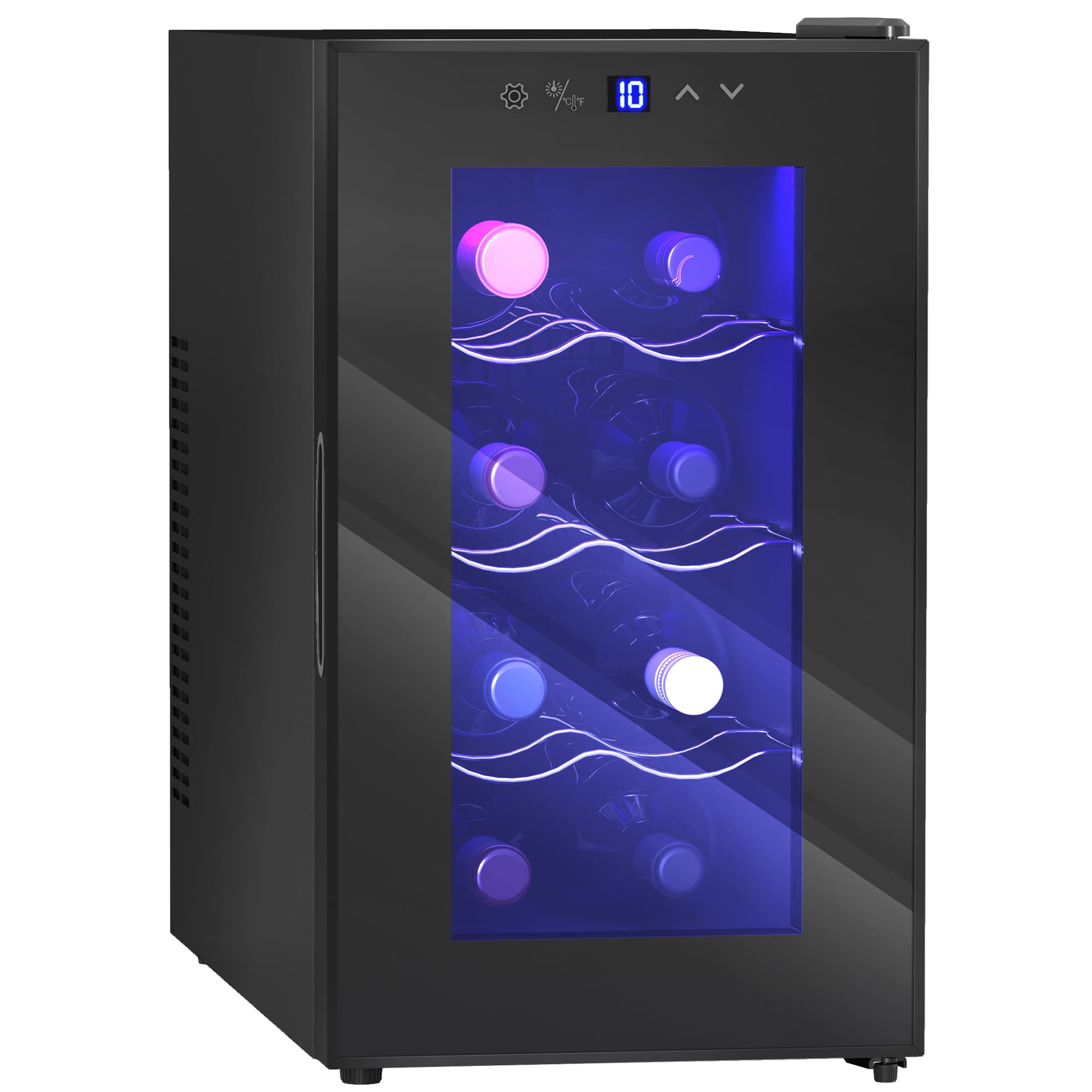HOMCOM Mini Freestanding Wine Cooler Fridge, 8 Bottle, 21L, 26.5cm Quiet Thermoelectric Under Counter Drinks Beer Wine Fridge | Aosom Ireland