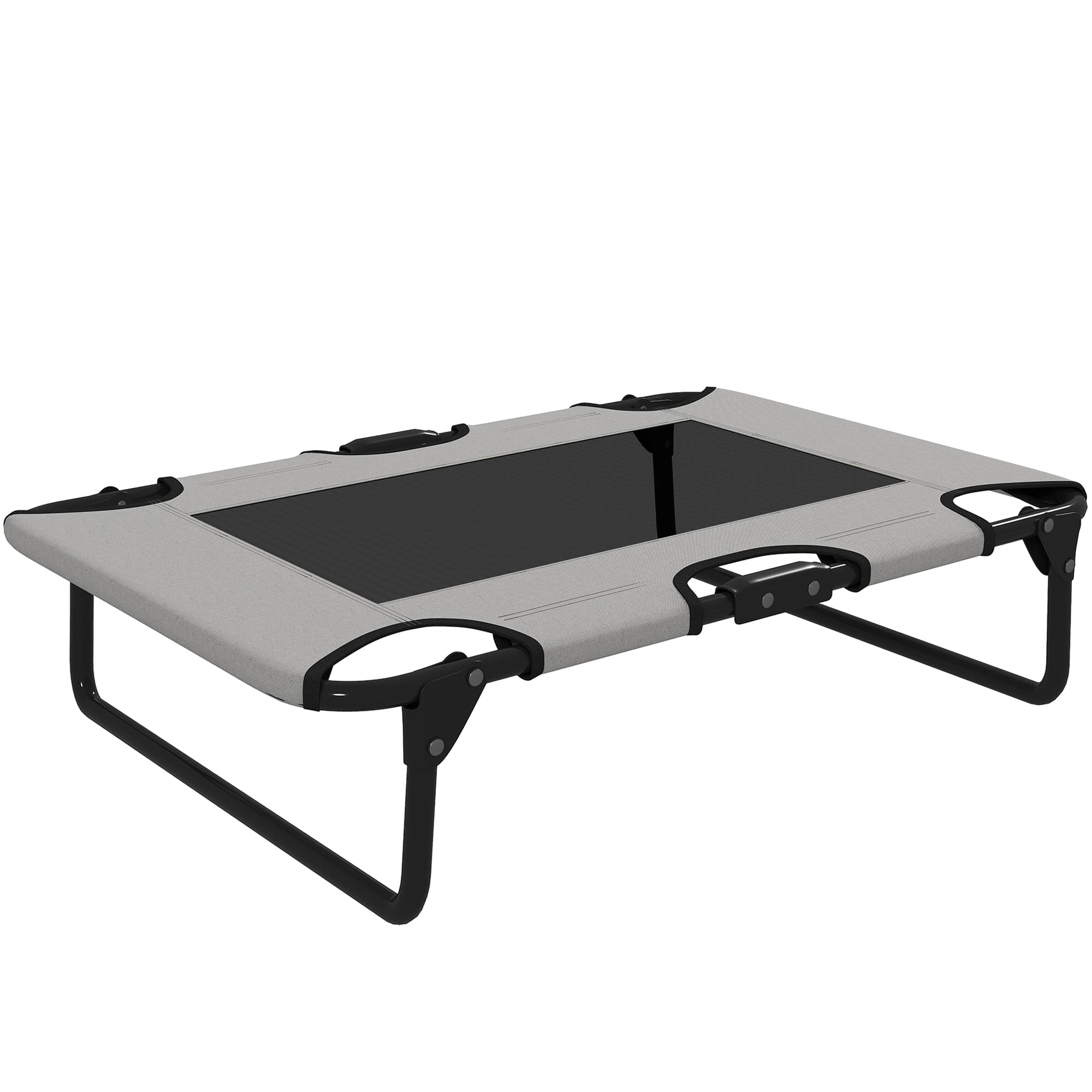 PawHut Portable Raised Dog Bed, Elevated Pet Cot with Breathable Mesh for Indoor Outdoor, for Small Medium Dogs, Light Grey | Aosom Ireland