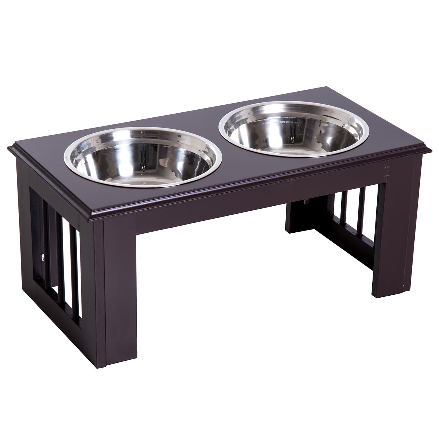 Pawhut Large Stainless Steel Pet Feeder, 58.4Lx30.5Wx25.4H cm, Elevated Design for Comfort, Brown | Aosom Ireland