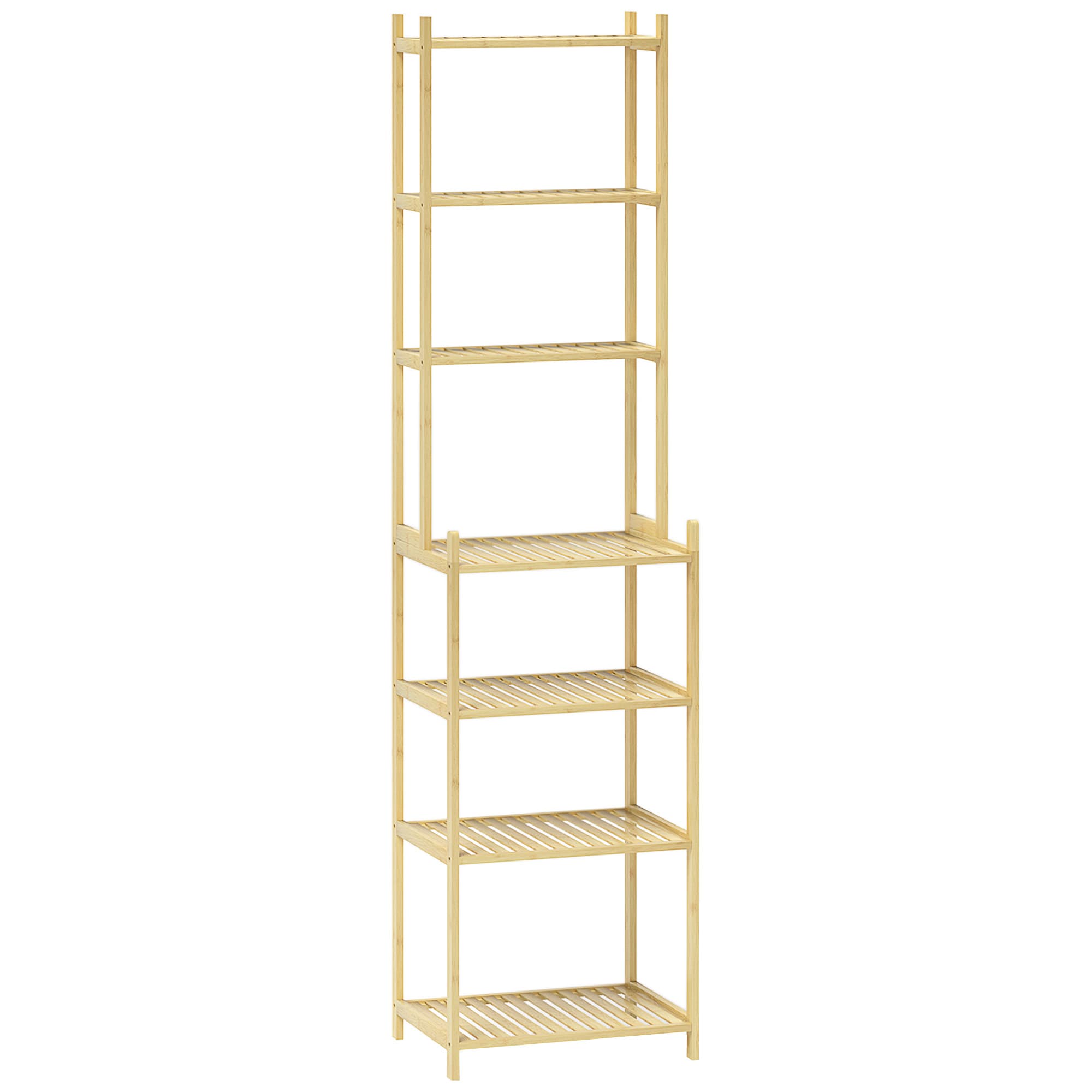 HOMCOM 7-Tier Bathroom Shelf, Bamboo Bathroom Rack, Water-resistant, Sturdy, 180 cm | Aosom Ireland