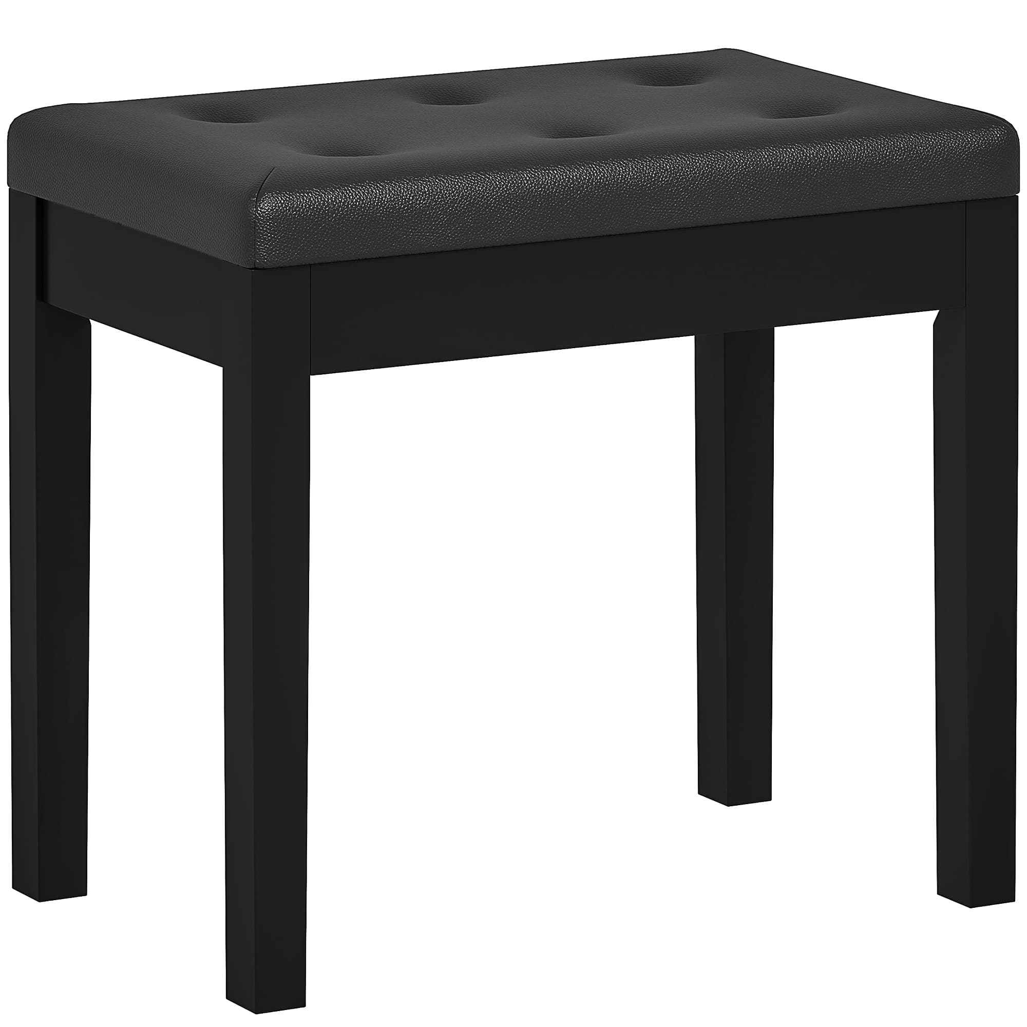 HOMCOM Piano bench, faux leather cover, tufted buttons, storage, wooden legs, black | Aosom Ireland