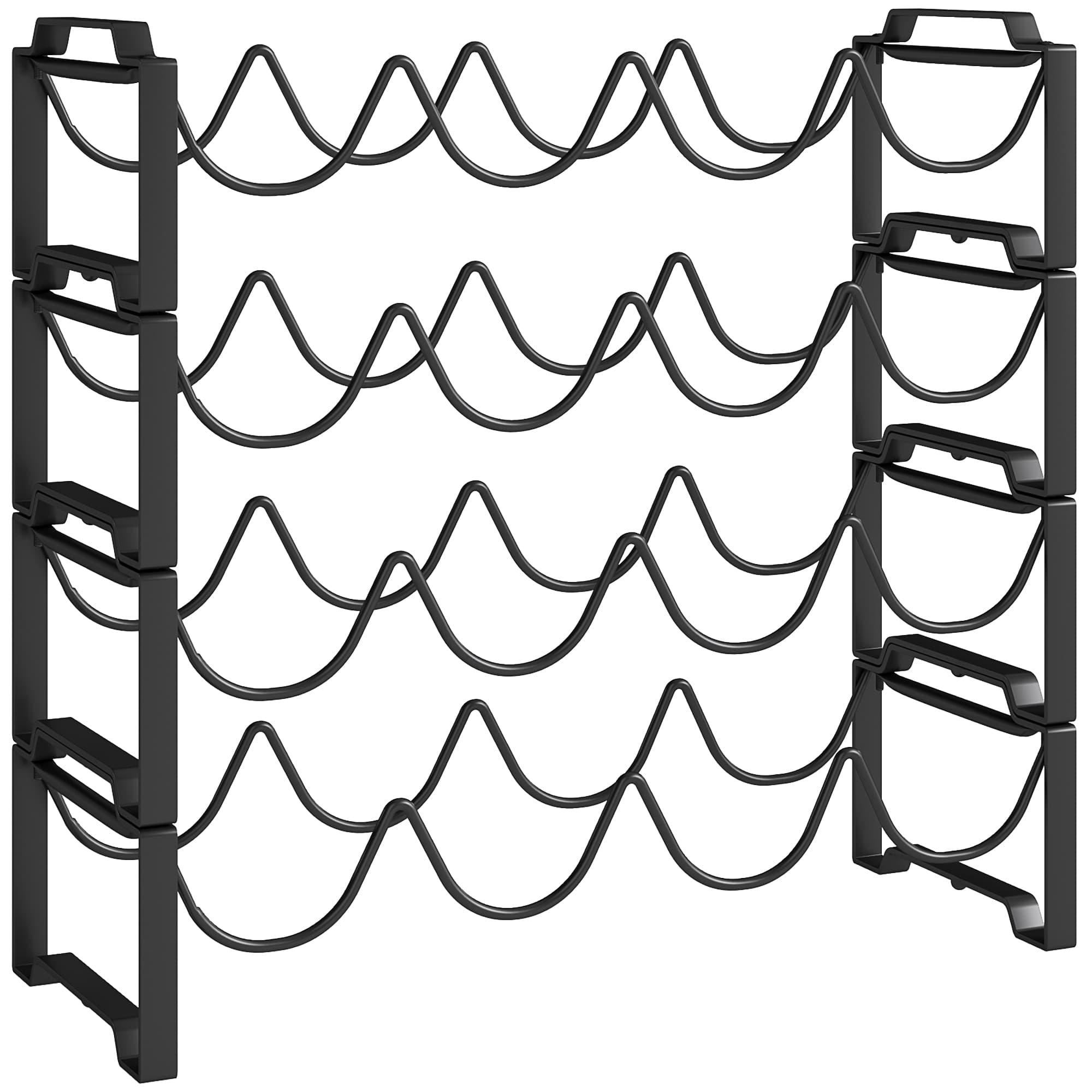 HOMCOM 4-tier wine rack, freestanding rack for 16 wine bottles, metal, black | Aosom Ireland