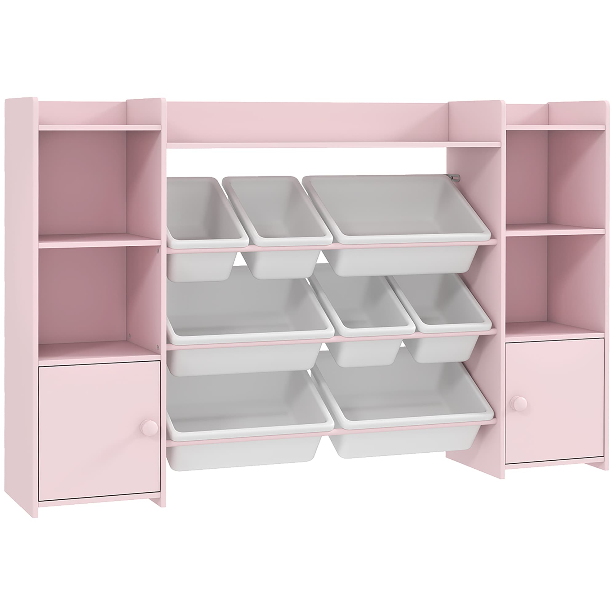 AIYAPLAY Children's storage shelf, shelf for toys and books, for tidy organizing, 8 removable bins, Pink | Aosom Ireland