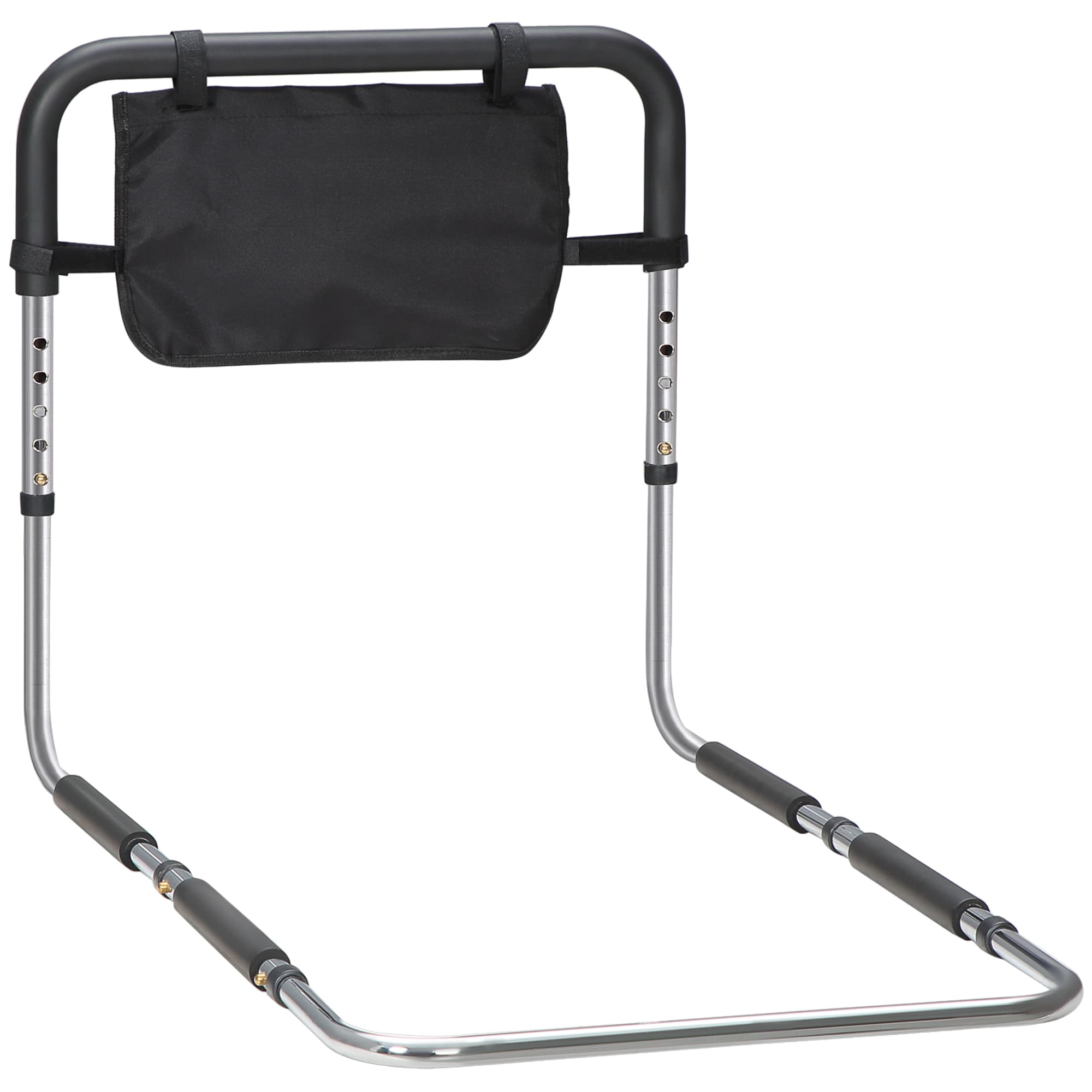 HOMCOM Bed Support Rail Secure Protection Handle Adjustable 5 Heights Pouch Storage 87Lx51.5lx45-55H cm | Aosom Ireland