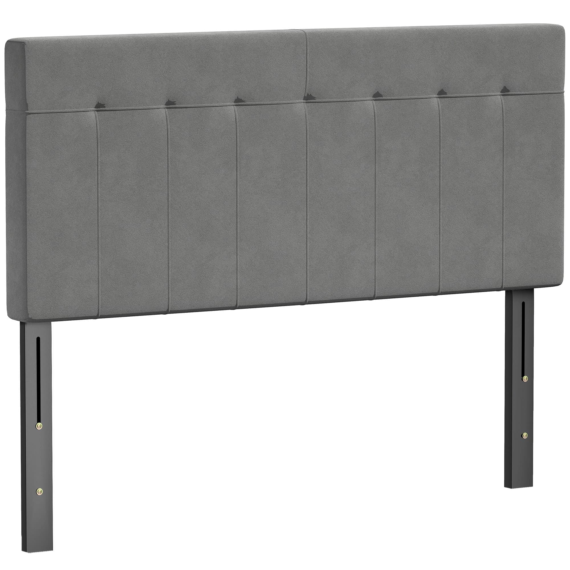 HOMCOM Headboard 3-level height-adjustable Padded Headboard with Metal Legs Velvet-look for Bedroom 140x10x106/116/126 cm Gray | Aosom Ireland
