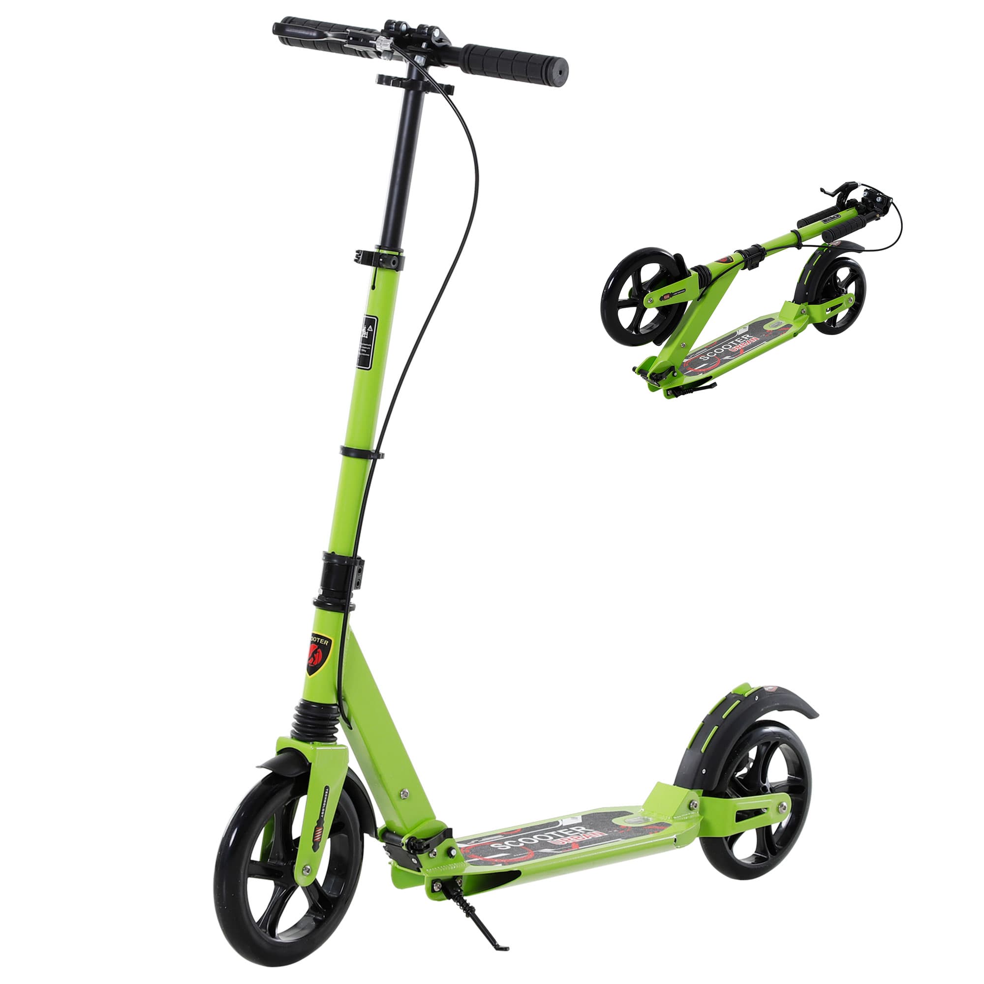 HOMCOM Kick Scooter, Folding 2 Wheel Scooter for 14+ Teens Adults, with Dual Brake System, Dual Suspension, 230mm Big Wheels, 3 Adjustable Handlebar,