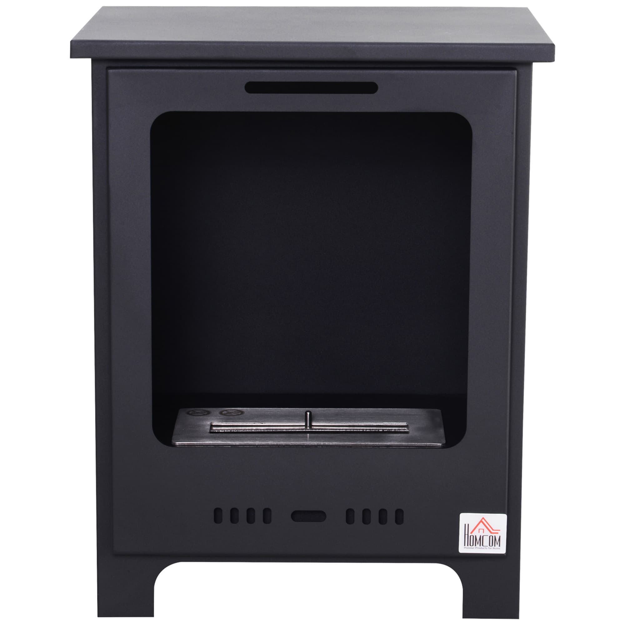 HOMCOM Freestanding Ethanol Fireplace, Bioethanol Fire with 0.9L Tank, 3 Hours Burning Time for Indoor, Black | Aosom Ireland
