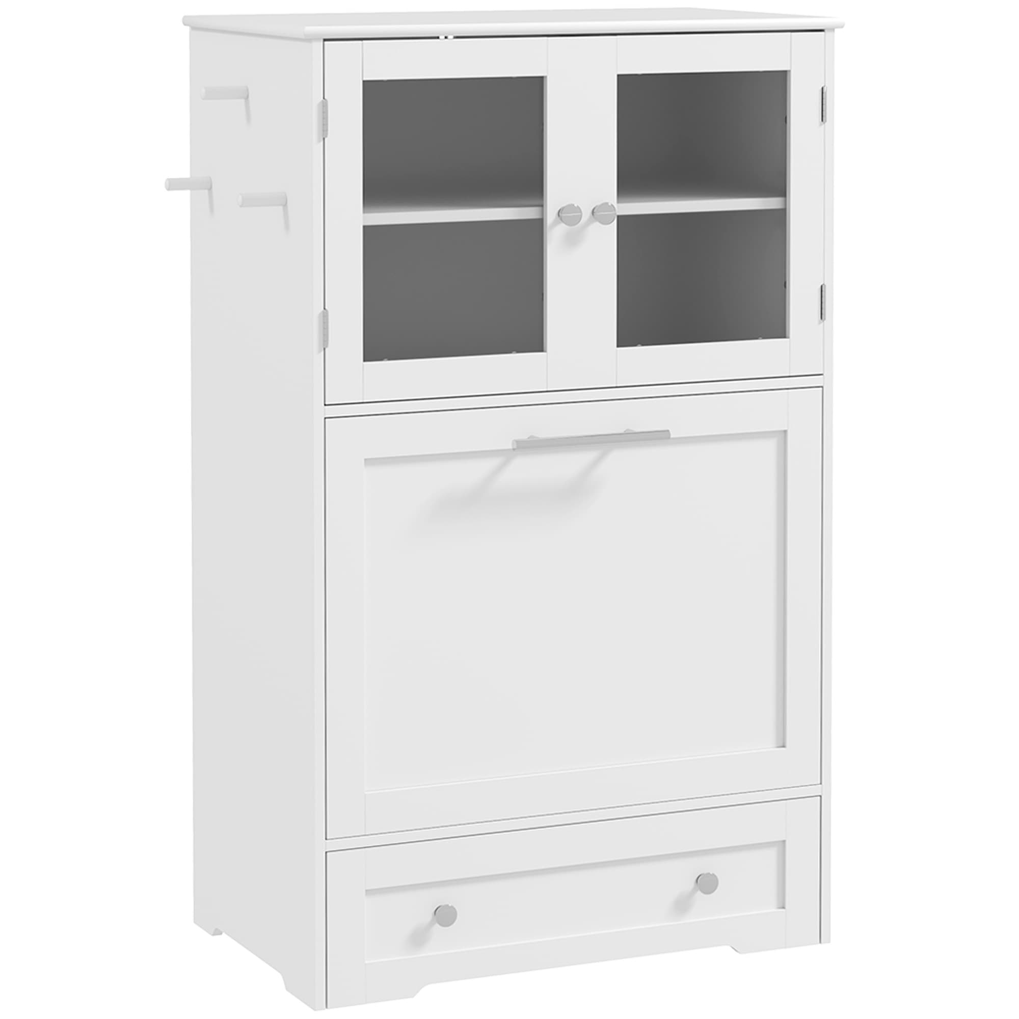 PawHut Dog Feeding Station with 2 Storage Cabinets, 2 Elevated Bowls, Side Hooks, Anti-tip Kit for Water and Feeding Supplies | Aosom Ireland