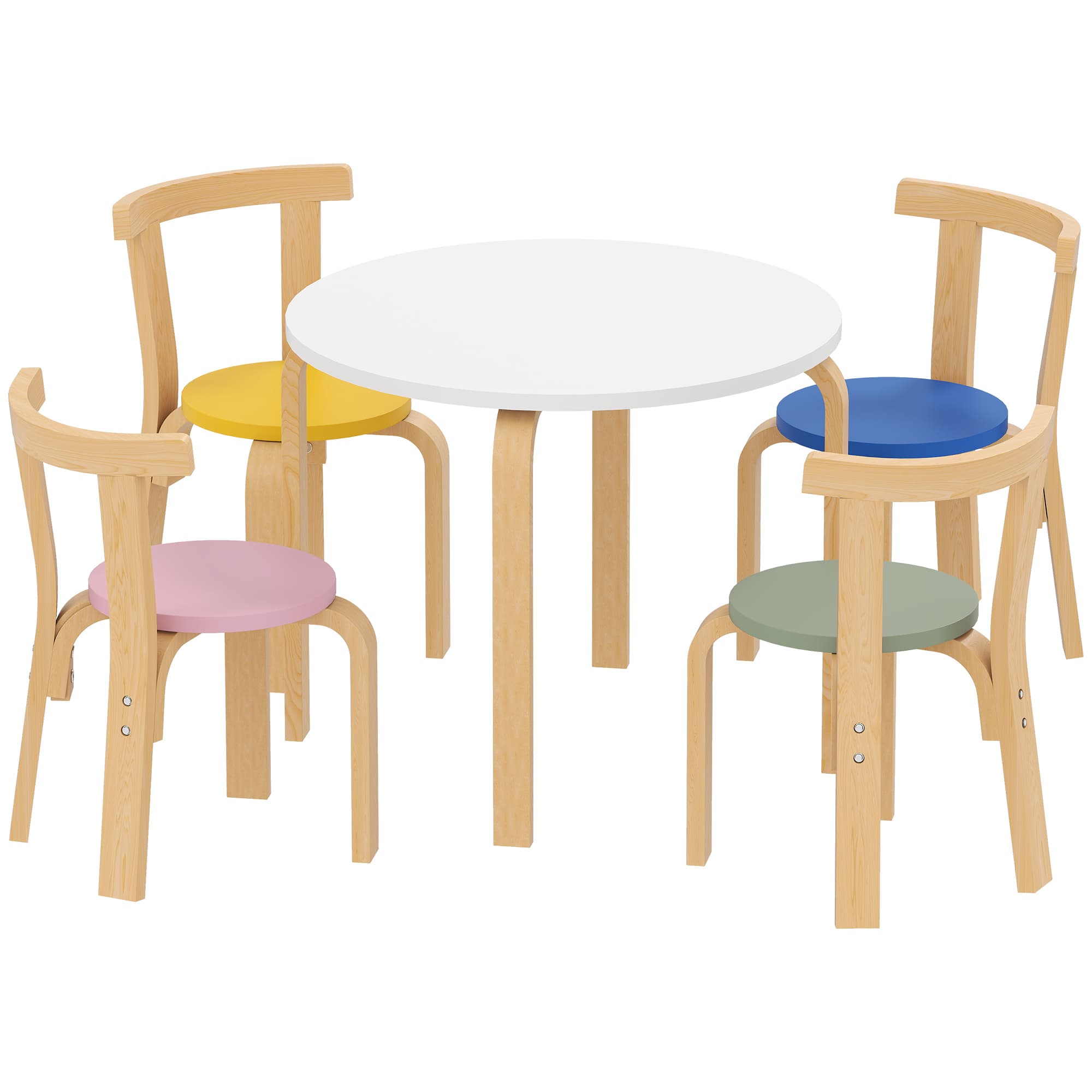 AIYAPLAY 5 Piece Kids Table and Chairs Set, Wooden Toddler Table and Chairs Set for Nursery, Playroom, Classroom, for 3-8 Years | Aosom Ireland