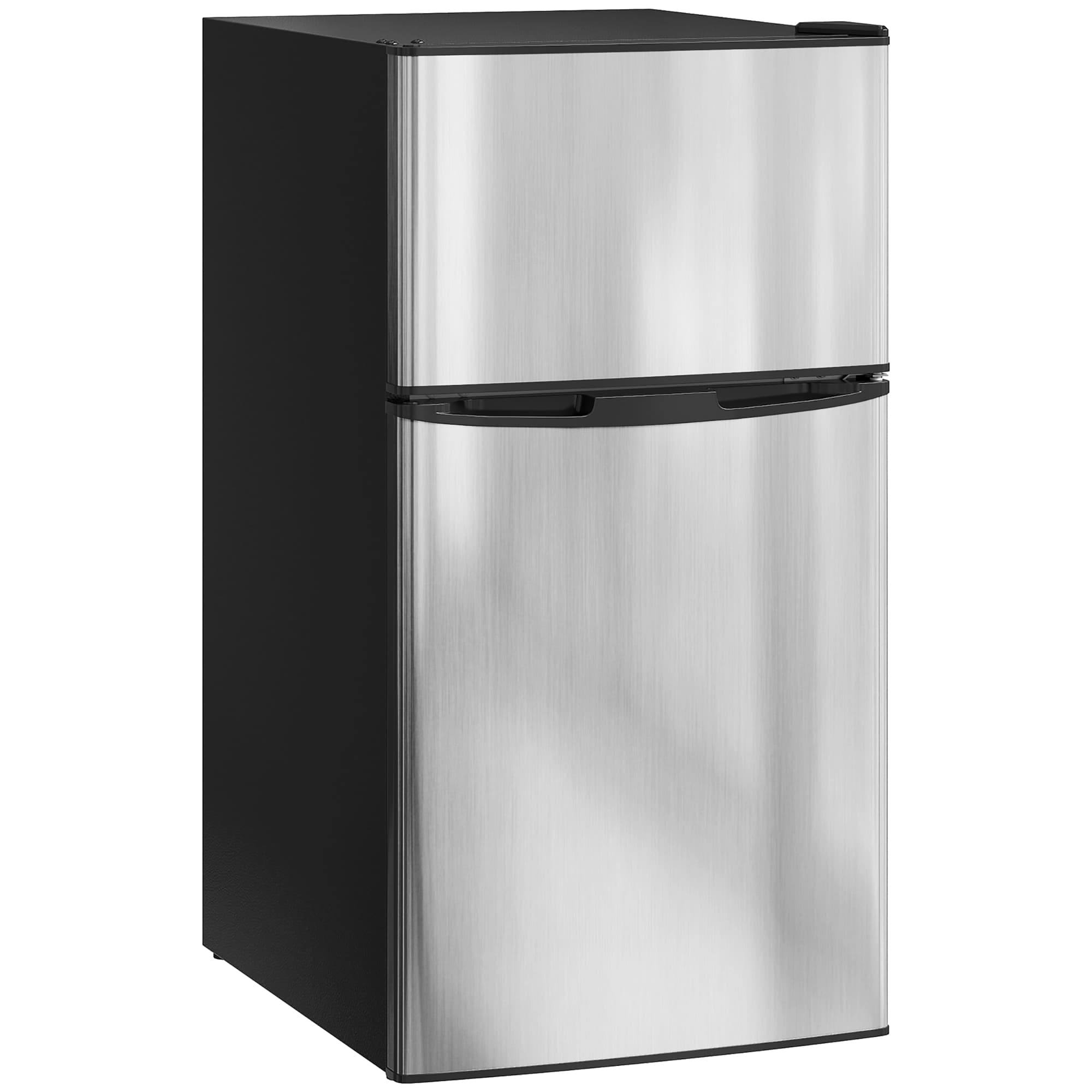 HOMCOM 88L Under Counter Fridge Freezer, Small Refrigerator with 5-Setting, 3 Star Freezer Rating, Black and Silver Tone | Aosom Ireland