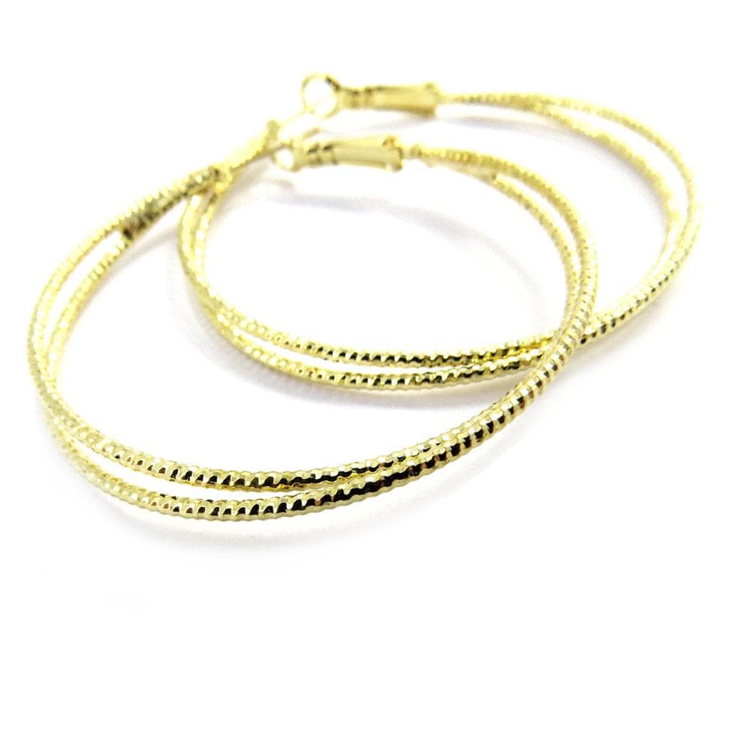 Les Trésors De Lily [L9616] - Gold 'Choreography' double hoop earrings Ø 50 mm gold