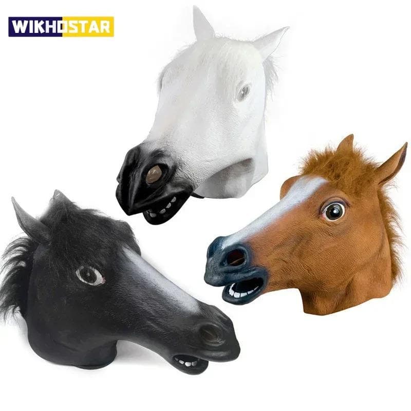Horse Head Mask Cosplay Costume Party Funny Halloween Horse Head Mask Headgear brown