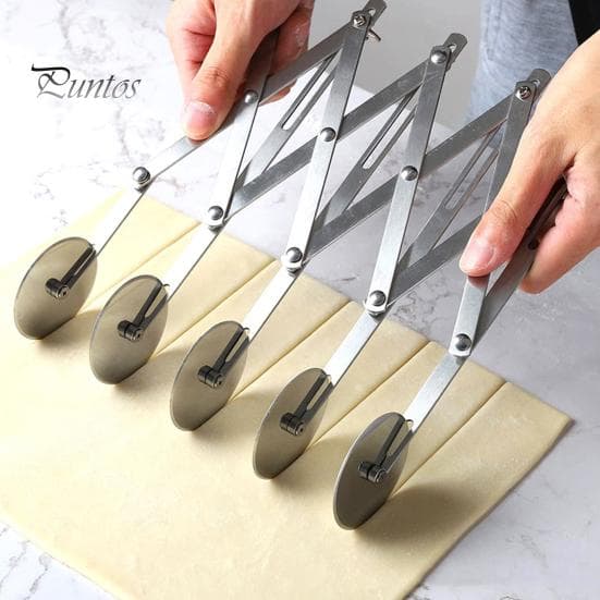 Stainless Steel Pizza Cutter Wheel Professional Adjustable Width Cookie Pastry Cutter Dough Divider for Home Kitchen Restaurant Baking School