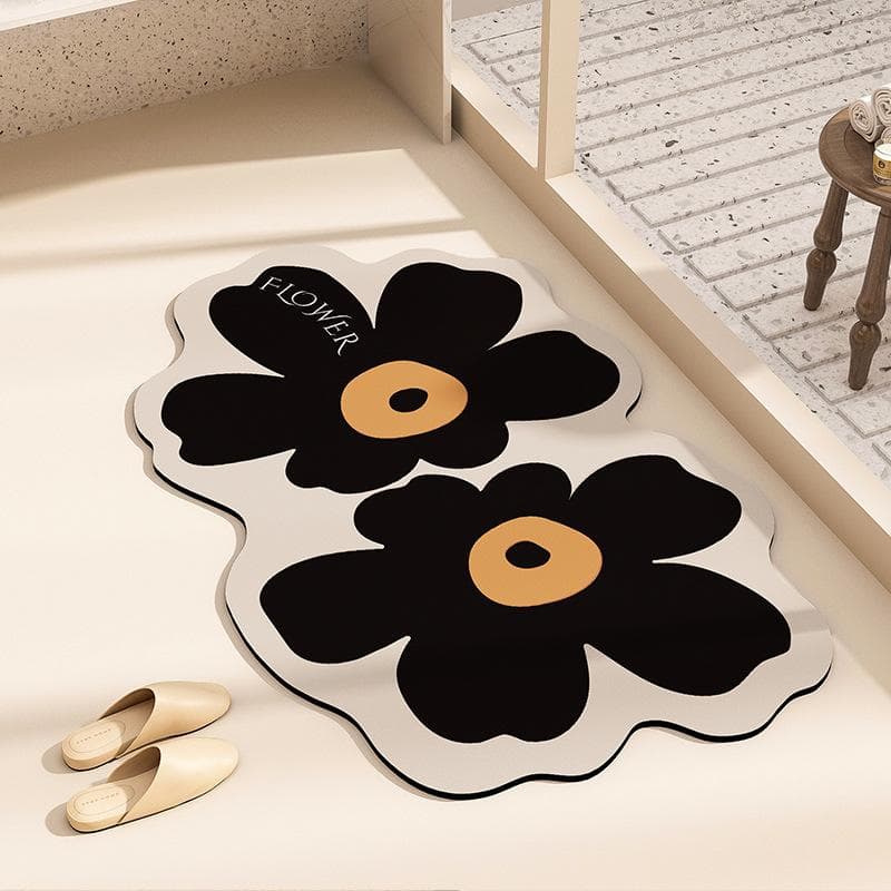 Bathroom Diatom Mud Floor Mat, Rural Small Fresh Soft Mat, Bathroom Entrance Mat, Flower Absorbent Anti-Skid Mat