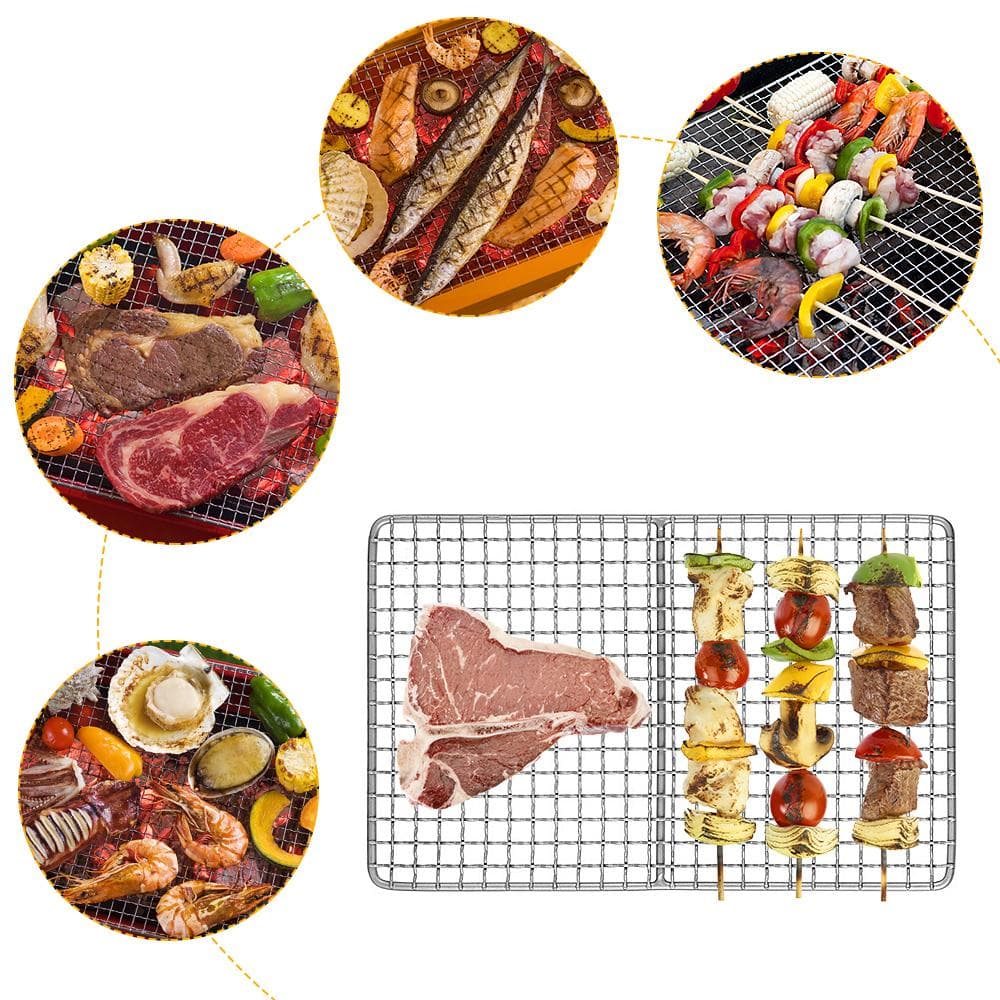 Titanium Grill Plate Ultralight Barbecue Rack BBQ Wire Mesh Baking Roasting Cooling Net Plate for silver