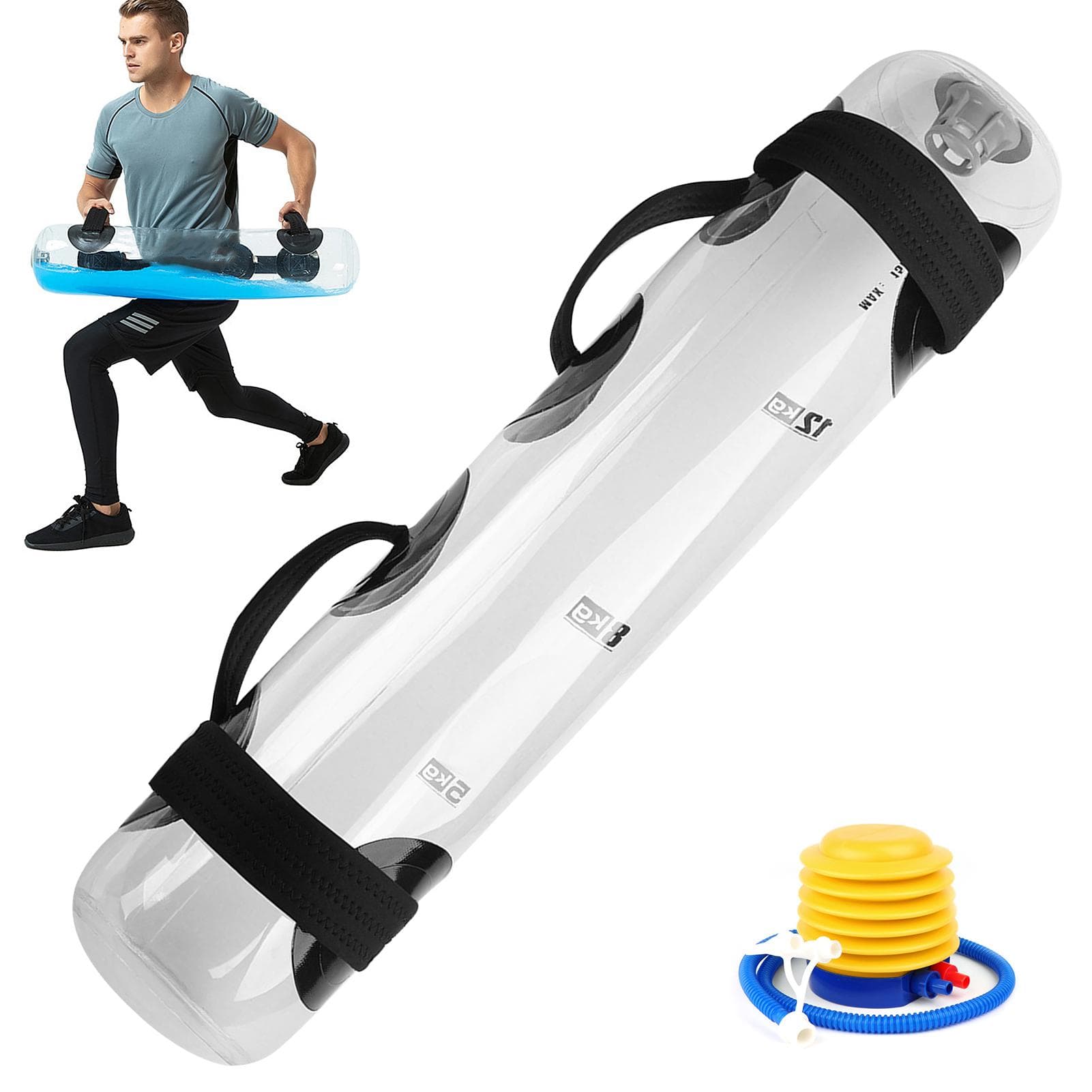 15kg /33lb Water Aqua Bag Weight Training Bag for Fitness Workout Muscle Building transparent