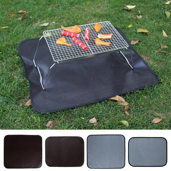 Outdoor Tabletop Grill Fireproof Mat Waterproof Heat-Resistant BBQ Barbecue Mat Flame-Retardant Pad Camping Supplies black