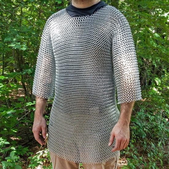 Foe Of Sword Haubergeon  Medieval Functional Historical Replica Chain Mail Armor Long Shirt Medium Large