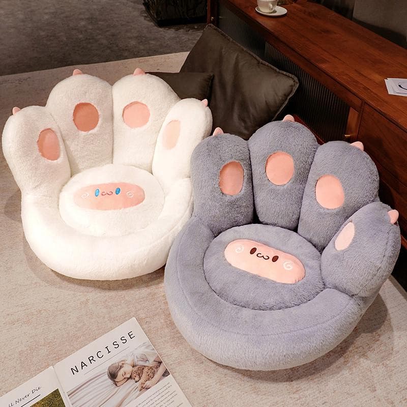 Tatami Lazy Cat Claw Floor Cushion - Thick, Integrated Backrest Futon for Bedroom or Living Room Sofa.