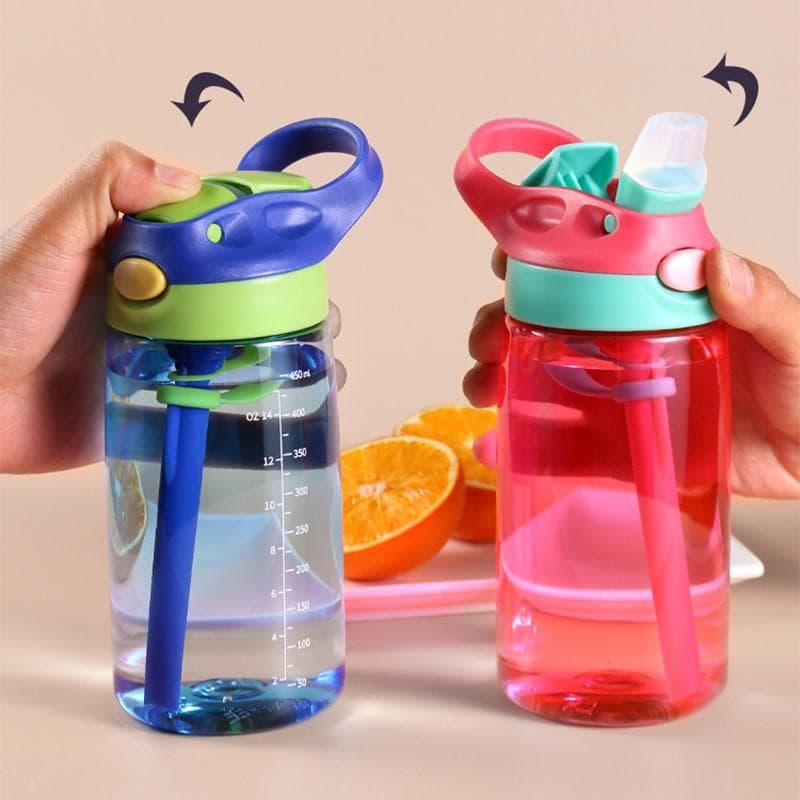480ml Water Bottle With Straw Kids Girls Portable Travel Bottles Gym Sports Fitness Cup Summer Cold Water Juice Drinking Bottle green