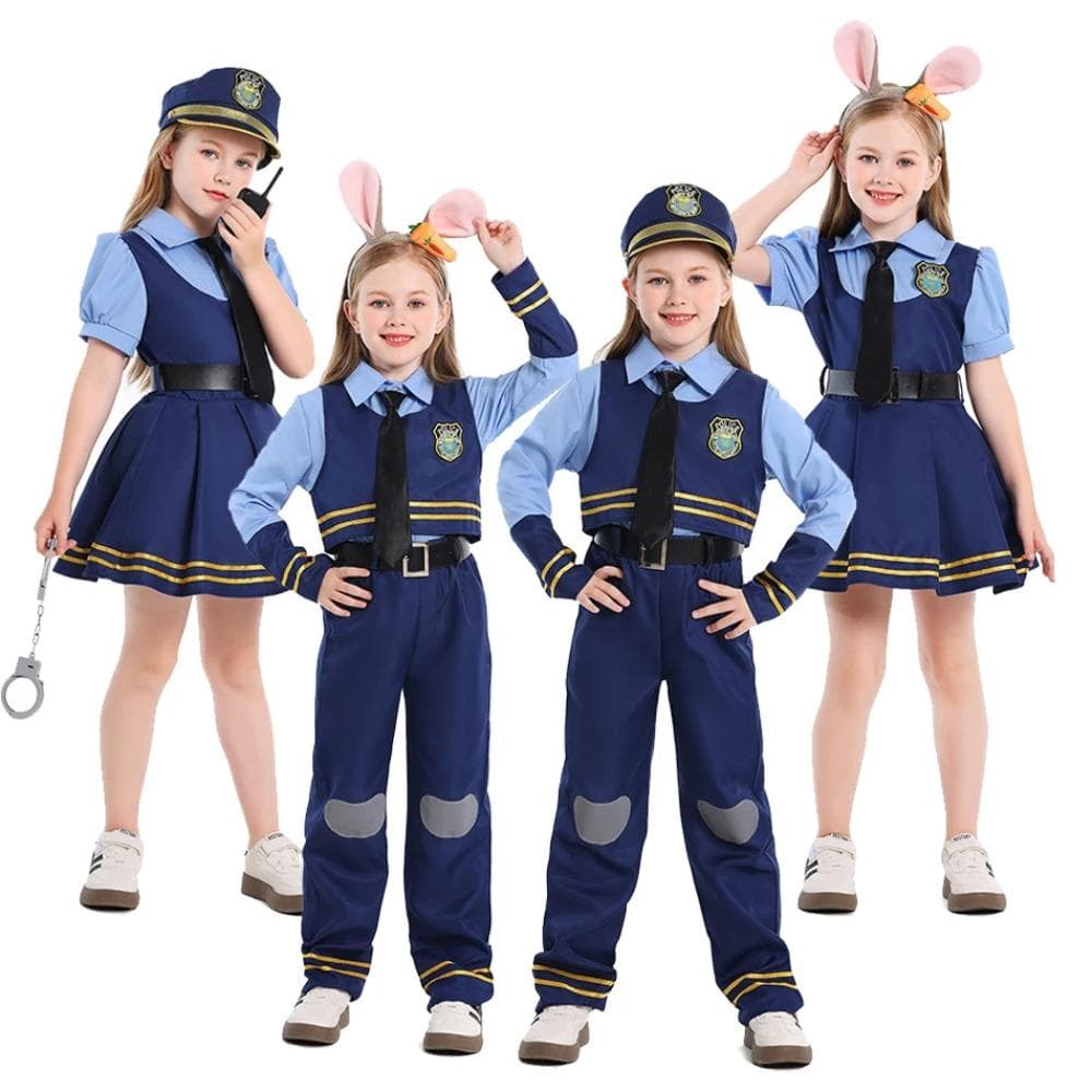 Zootopia Judy Hopps Police Officer Costume for Kids Bunny Police Outfit Full Set for Girls Halloween Party Clothes cm