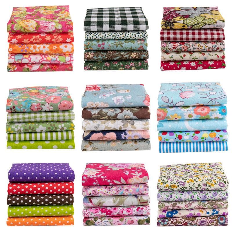 5pcs / lot Printed Patchwork Cotton Fabric Doll Handmade Accessories Floral Fabrics for DIY
