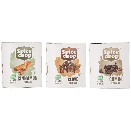 Spice Drop Kitchen Combo | 100% Natural Extract of Cinnamon, Clove and Cumin Extracts | Vegan | Non-GMO | 180 Drops | 5 ML (Pack of 3)