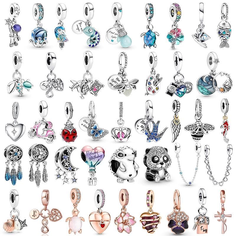 Chameleon Charms Fit Fashion Original Bracelets 925 Silver Zircon Octopus Turtle Bead Butterfly Firefly Charm DIY Jewelry Making