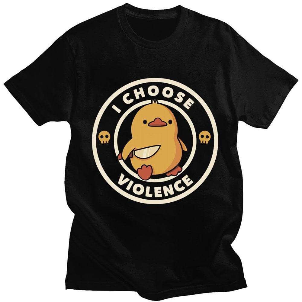 I Choose Violence Graphic Funny T Shirt Cartoon Men Women Short Sleeve High Quality Cotton T-shirt Oversized Summer Streetwear cm