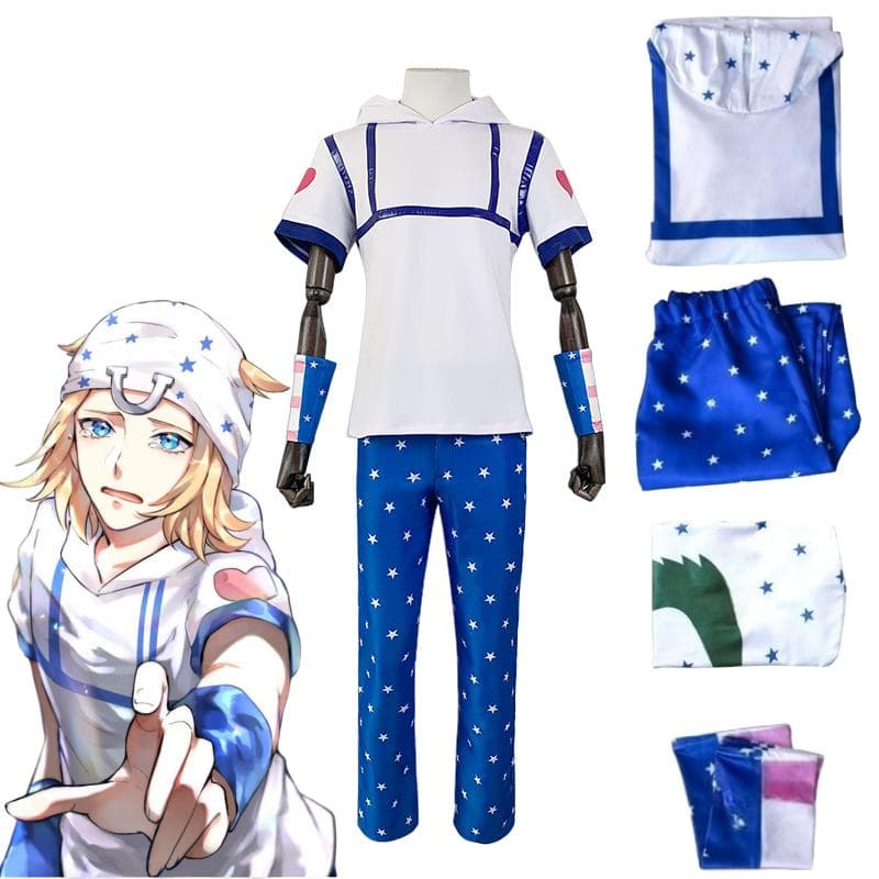 Anime JoJo's Bizarre Adventure Johnny Joestar Suit Cosplay Halloween Carnival Top Pants Hat Bracer Costumes cm