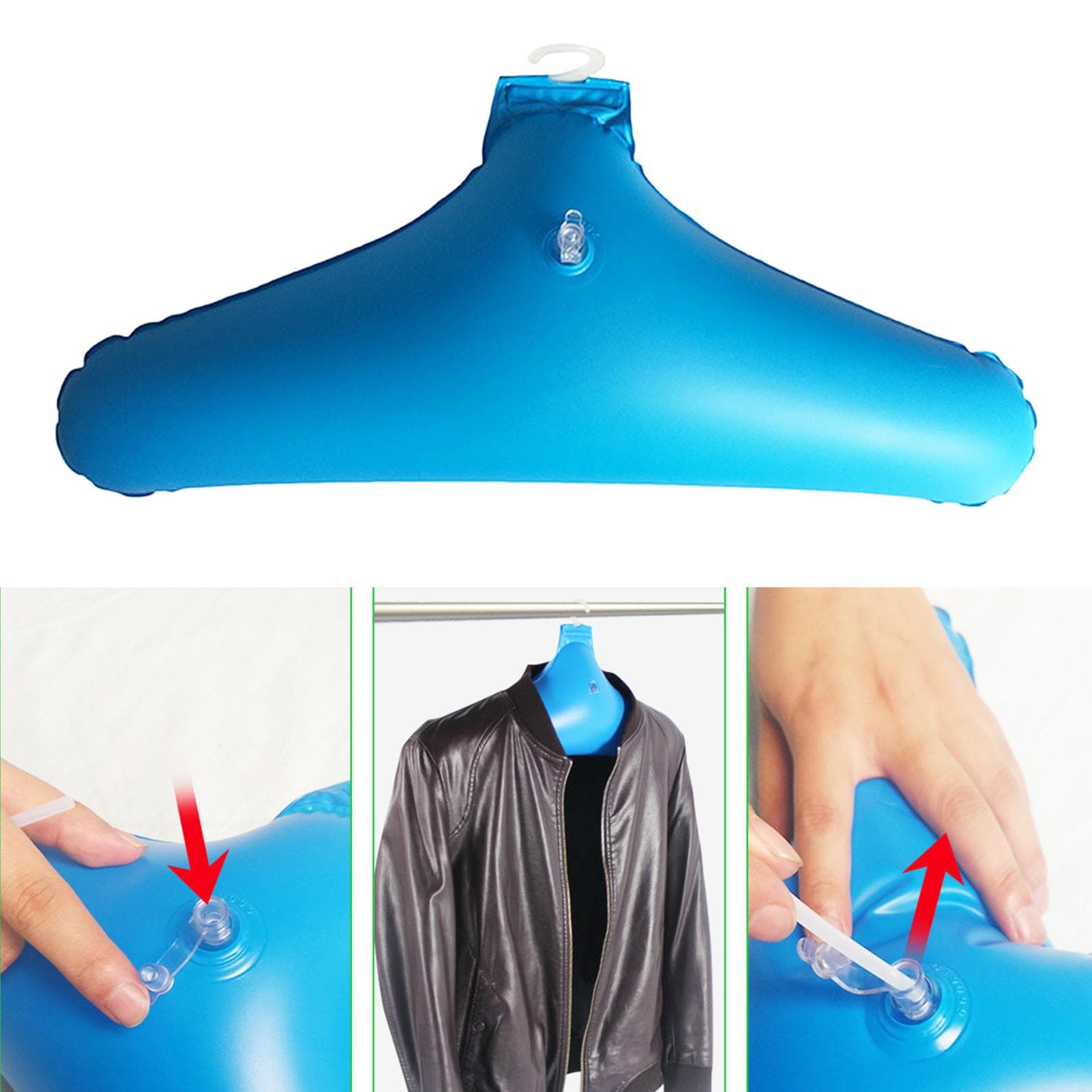 5Pcs Hanger Non Portable Inflatable Rack PVC Foldable Coat Holder blue