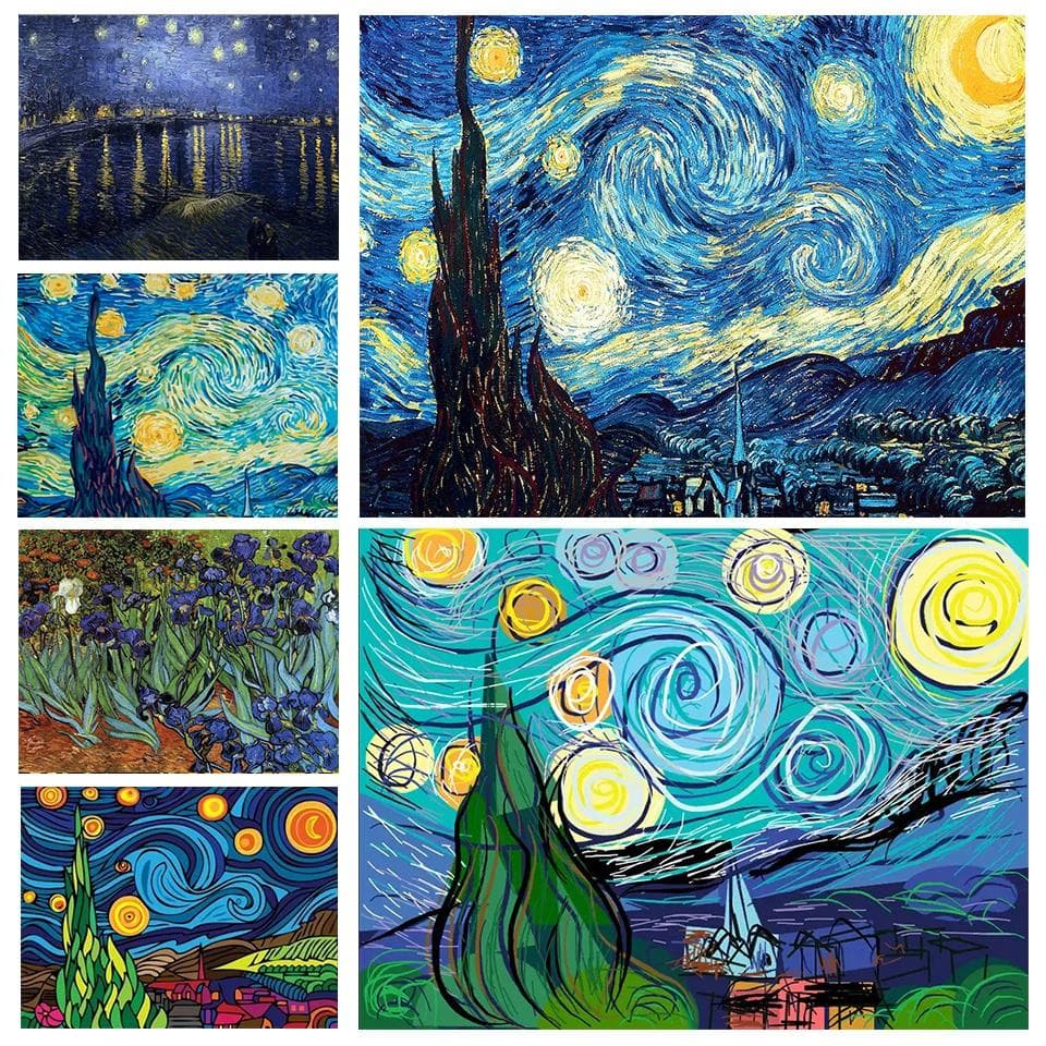 5D Diamond Painting Van Gogh Starry Sky Landscape Diamond Ebroidery Painting Cross Stitch Painting Μωσαϊκό DIY Διακόσμηση