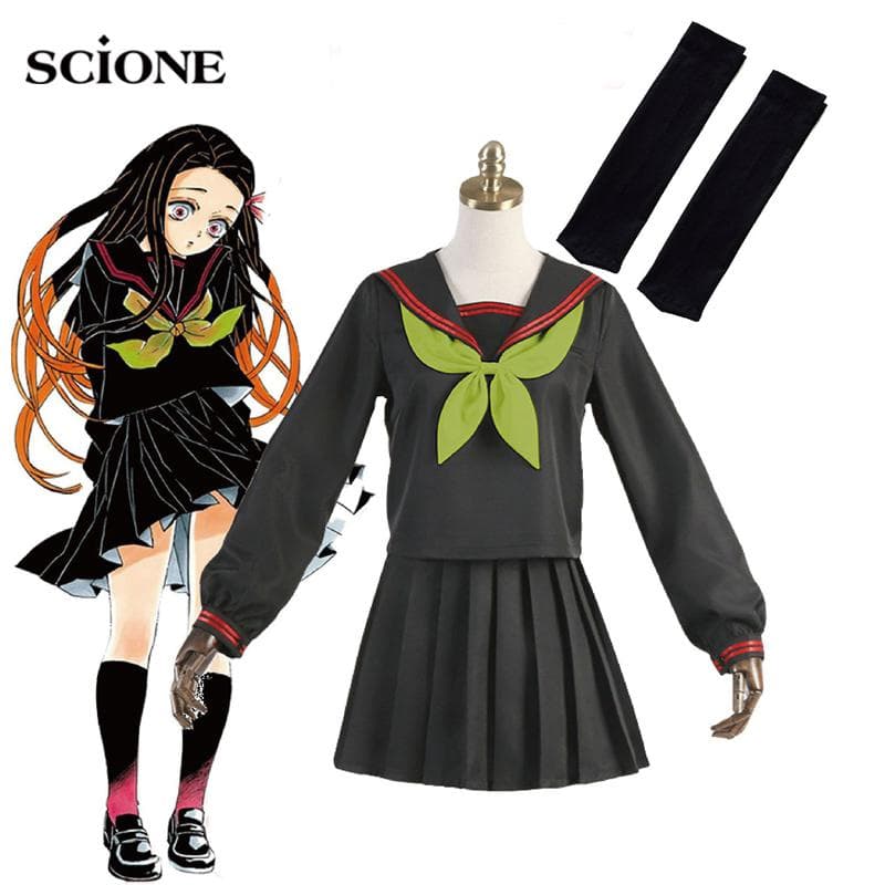 Big Size Anime New Type Demon Slayer Kamado Nezuko JK Suit Cloth Fashion School Uniform Women's Sailor Clothing Cosplay Costumes cm