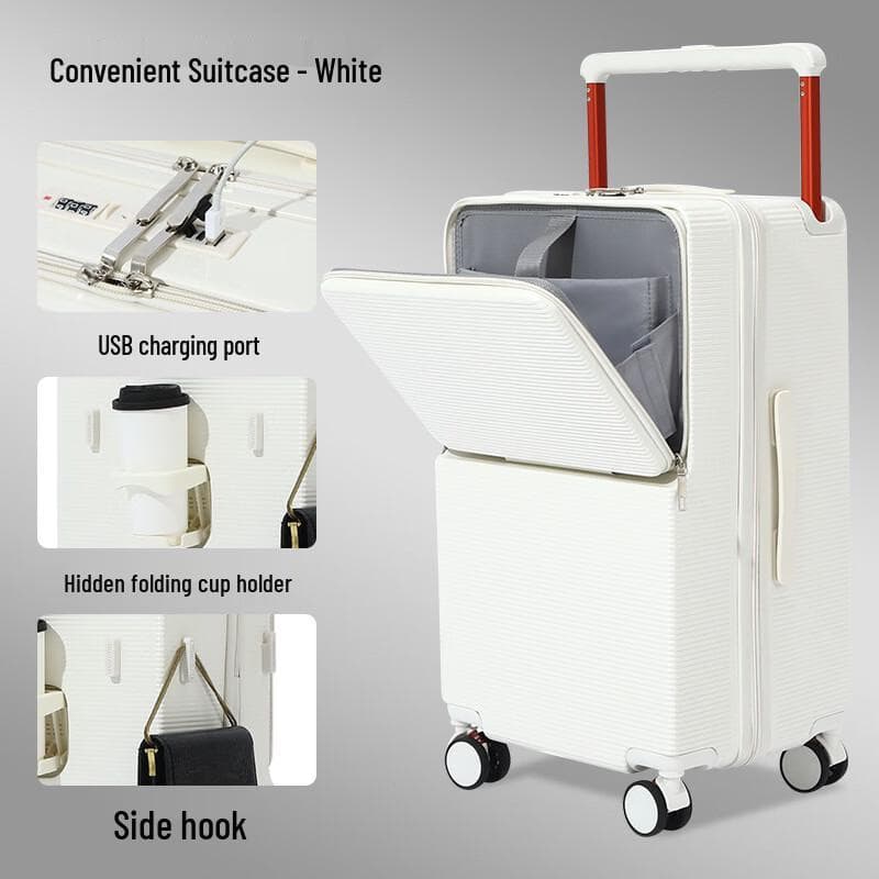 LianSheng 20-inch Carry-on Spinner Suitcase  white