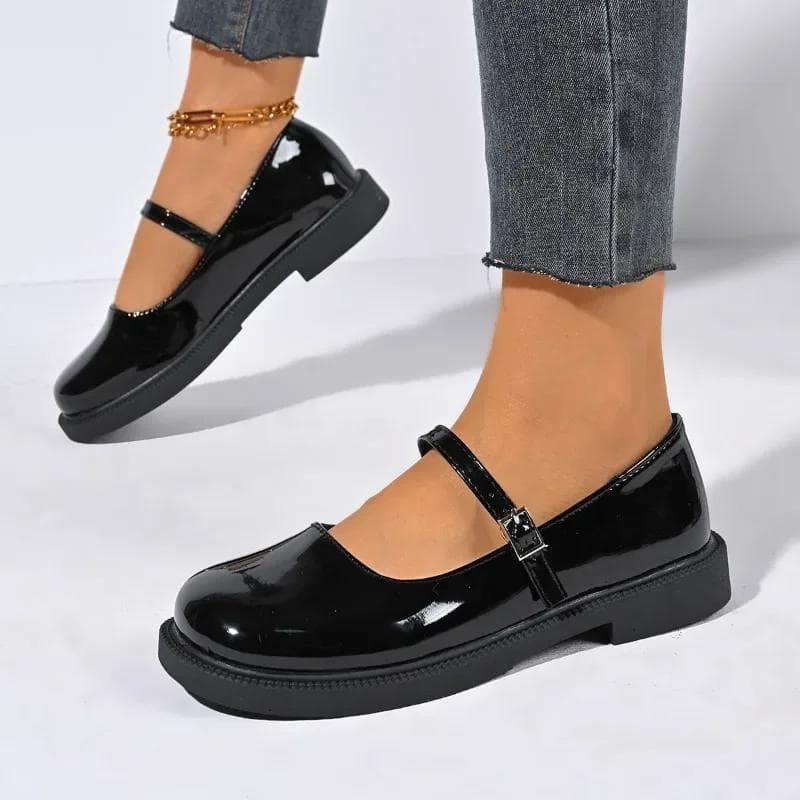 Shoes for Women Plus Size Mary Janes Women's Pumps Concise Casual Pumps Women Round Toe Low Heel Buckle Strap Shoes Ladies cm black