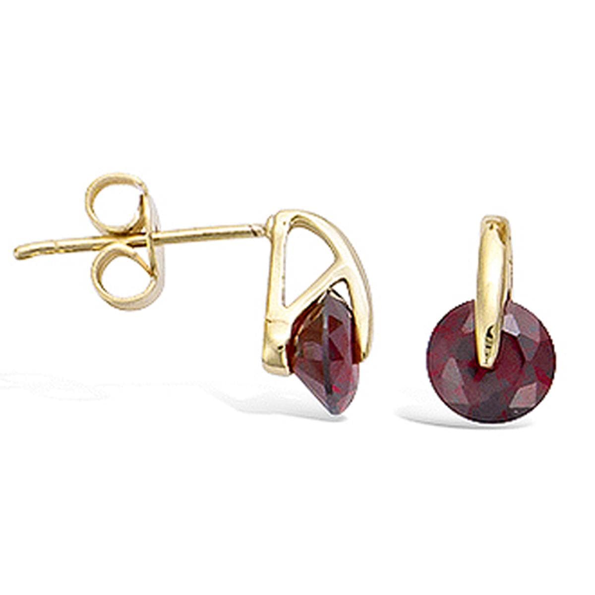 Les Trésors De Lily [J9533] - Gold Plated Earrings 'Cristal' golden garnet - 10x6 mm red