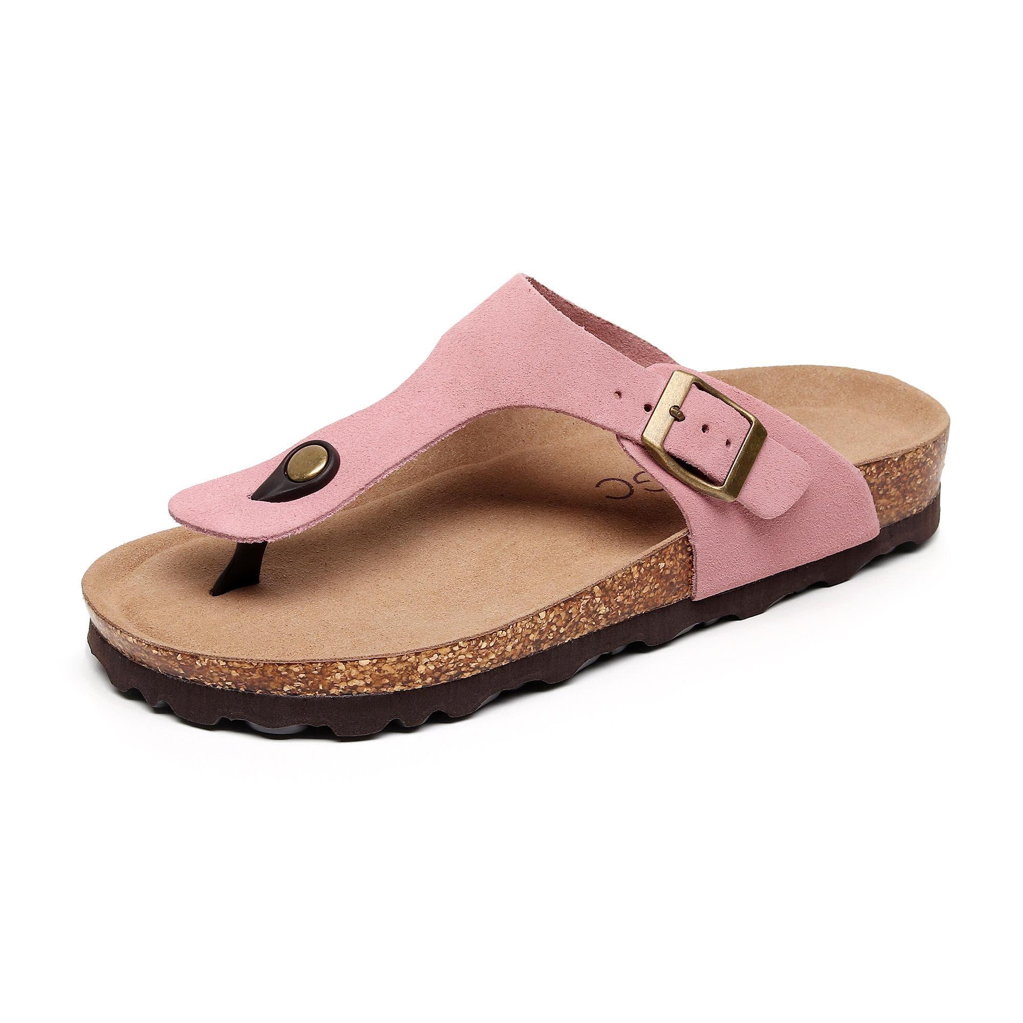 New Summer Cork Footbed Flip Flops Casual Men Women Leather Non-slip Cork Slippers Slides Shoes cm